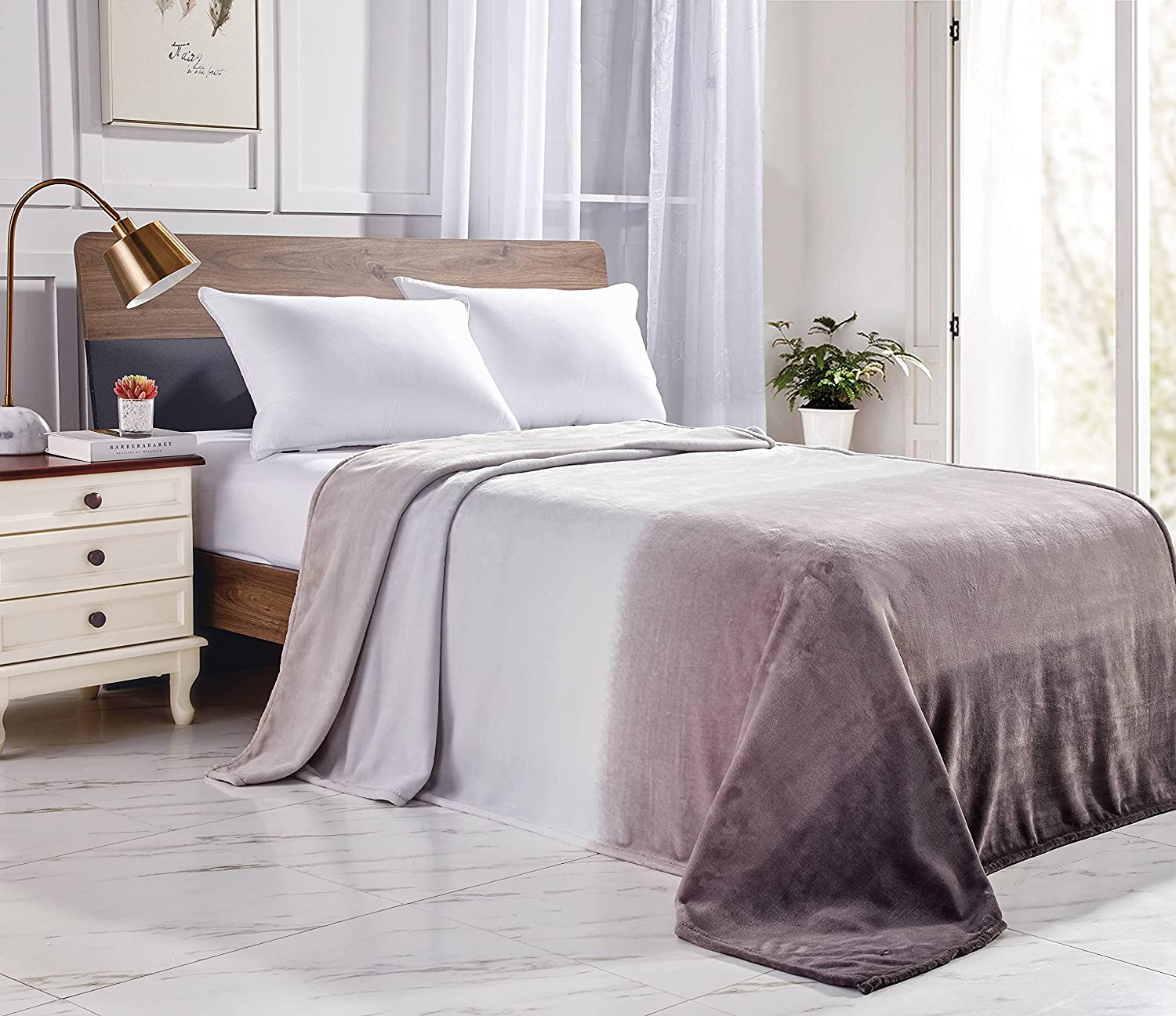 Ombre Style by Décor&More Oversized Luxe Plush Twin Size Blanket (60" x 90") - Best Buy Furniture