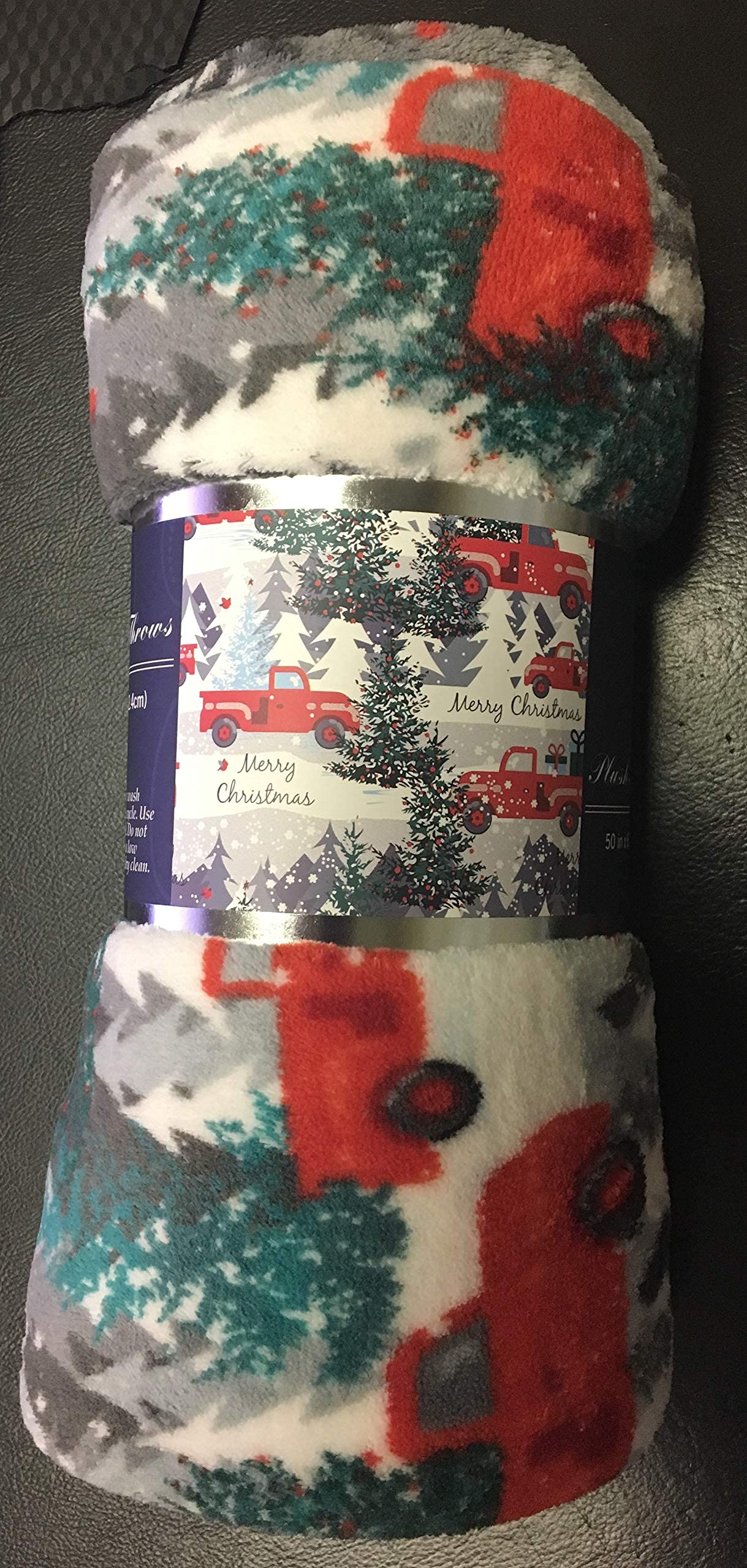 Decor&More Festive Holiday Microplush Throw Blanket (50" x 60") - Christmas Pickup Truck Blanket - Cozy Red Truck Christmas Blanket - Best Buy Furniture