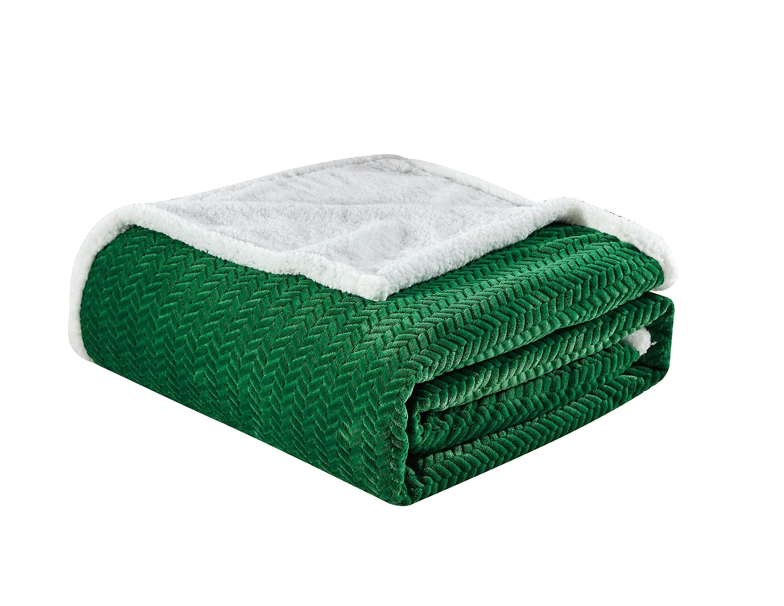 Decor&More HomeEssentials Extra Heavy and Plush Chevron Braided King Size Microplush Jacquard Blanket with Sherpa Backing (108" x 90") - Burgundy - Best Buy Furniture