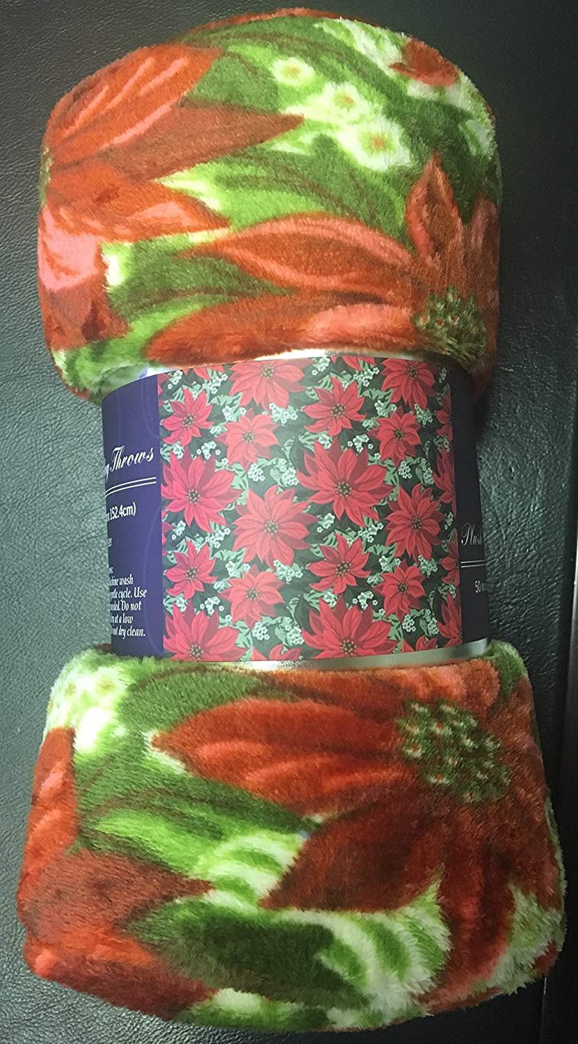 Home essentials christmas throw (50" x 60") - poinsettia