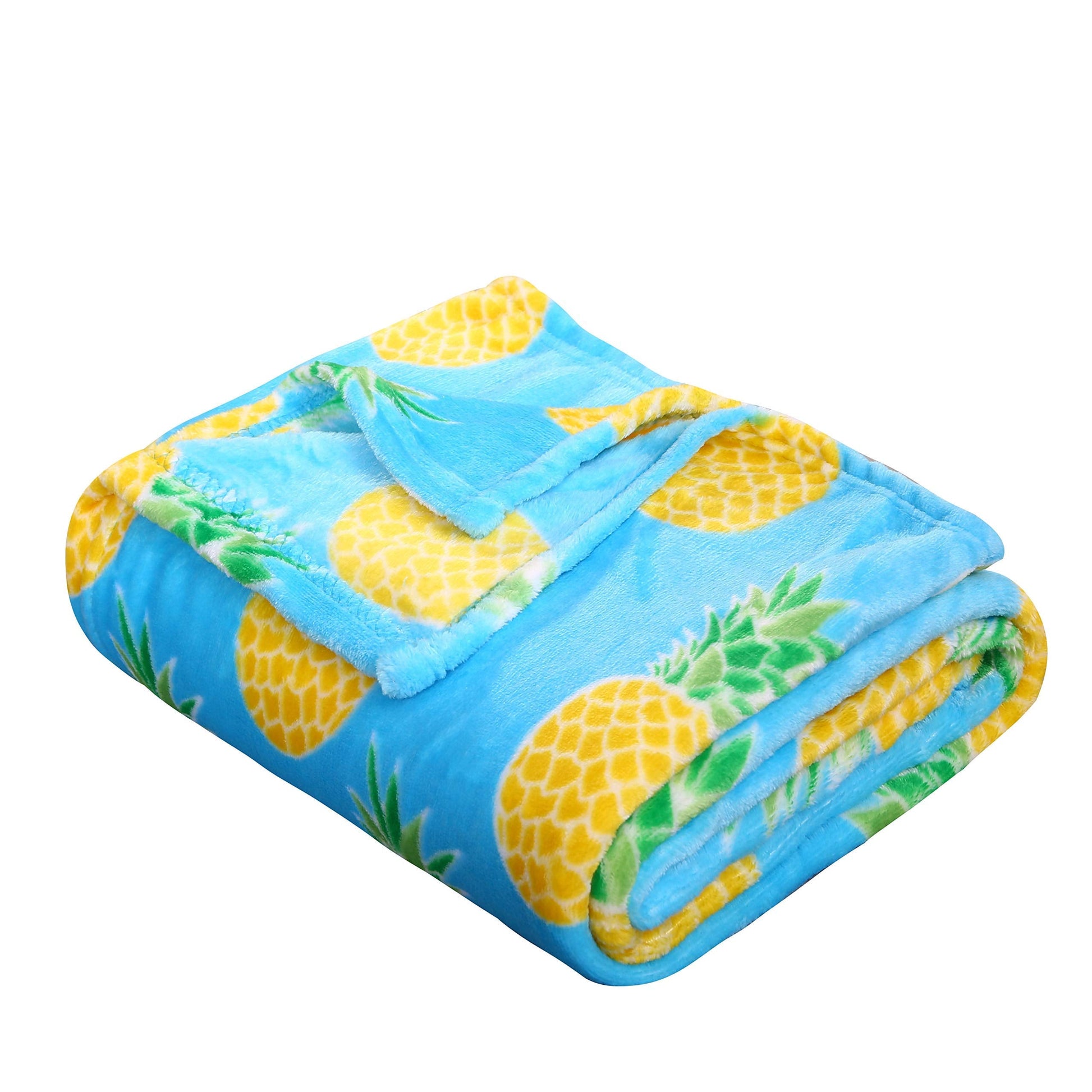 Summertime Whimsy Plush Fleece Throw Blanket (50" x 60") - Pineapple - Best Buy Furniture