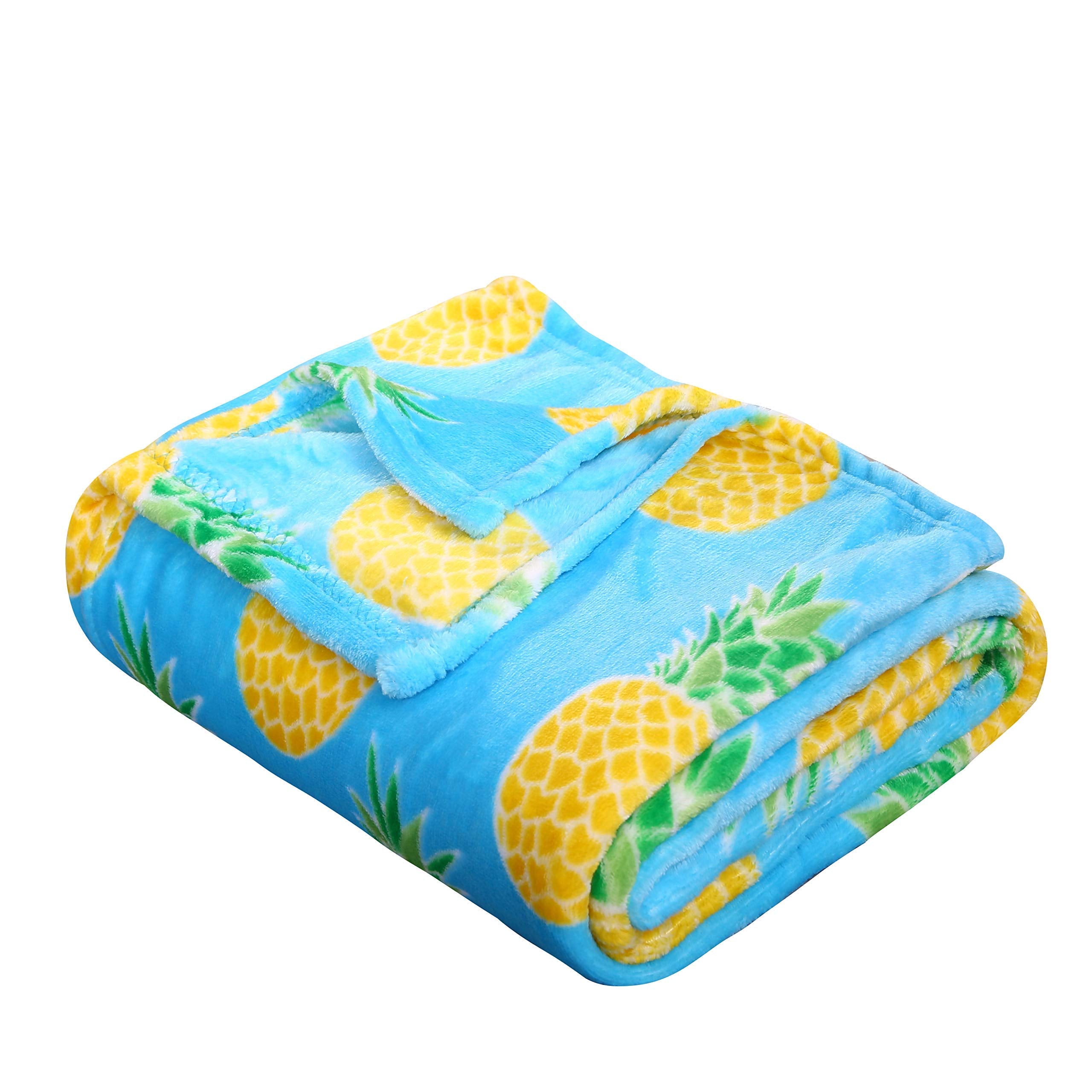 Summertime Whimsy Plush Fleece Throw Blanket (50" x 60") - Pineapple - Best Buy Furniture