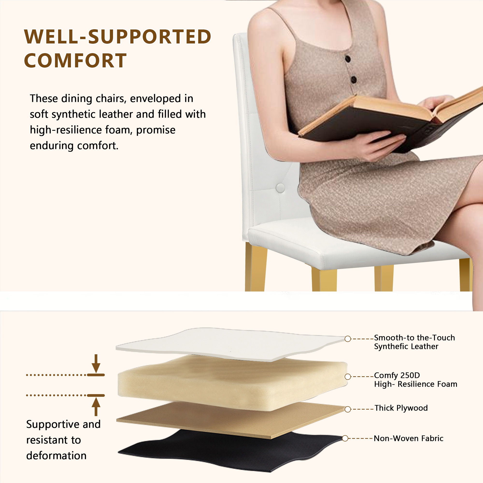 Dining Chairs With Ergonomic Buckle Backrest Comfort