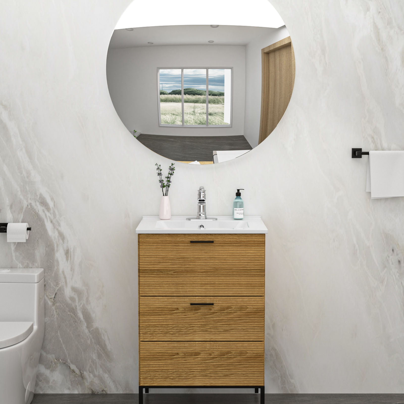 Rectangular Single Vanity Top With 1 Faucet Hole And Overflow Ceramic