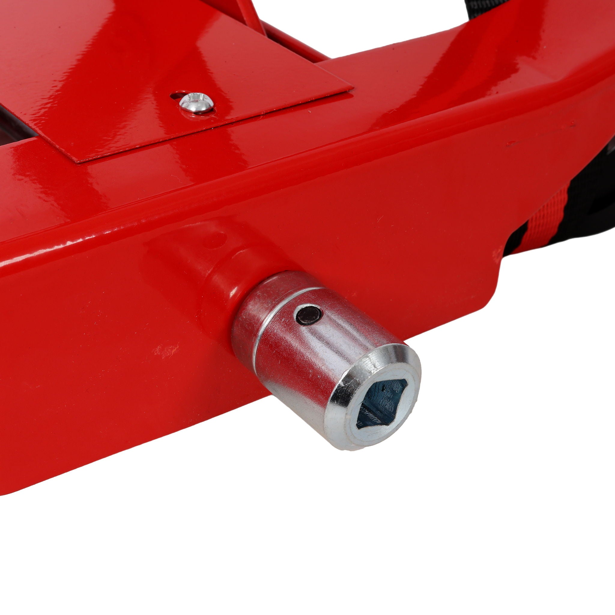 Heavy Duty Low Lift Transmission Jack With Nylon Safety Strap For Small Vehicles - Red