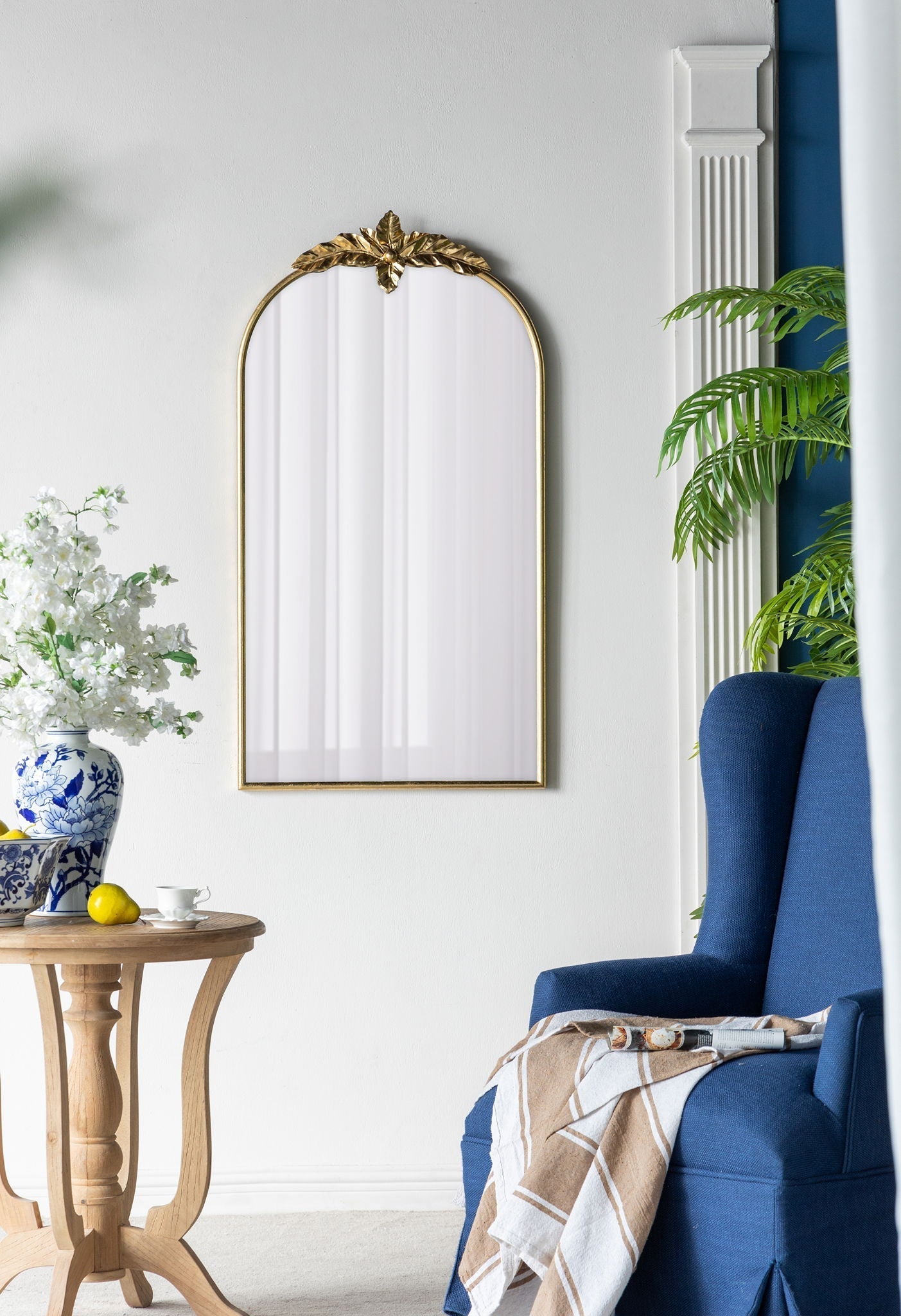 Arched Wall Mirror with Metal Frame