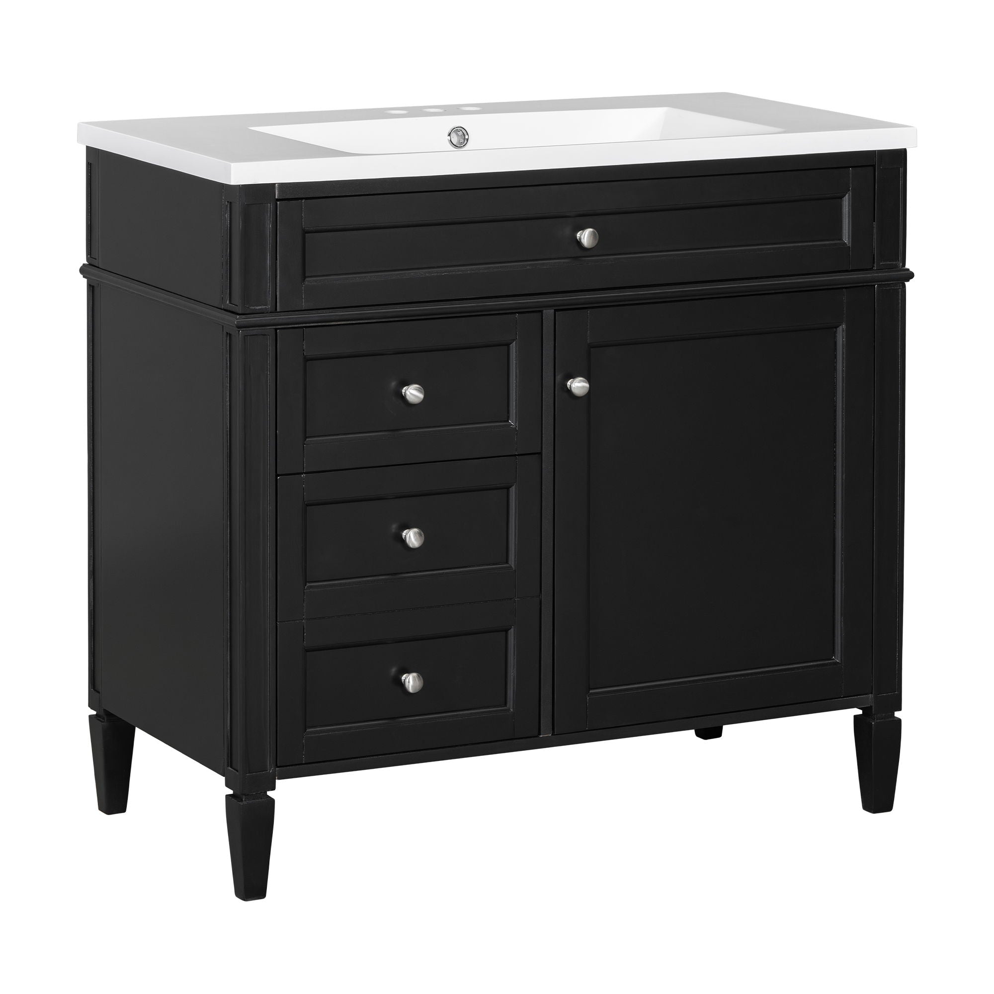 Bathroom Vanity With Top Sink, Storage Cabinet With 2 Drawers And Tip Out Drawer