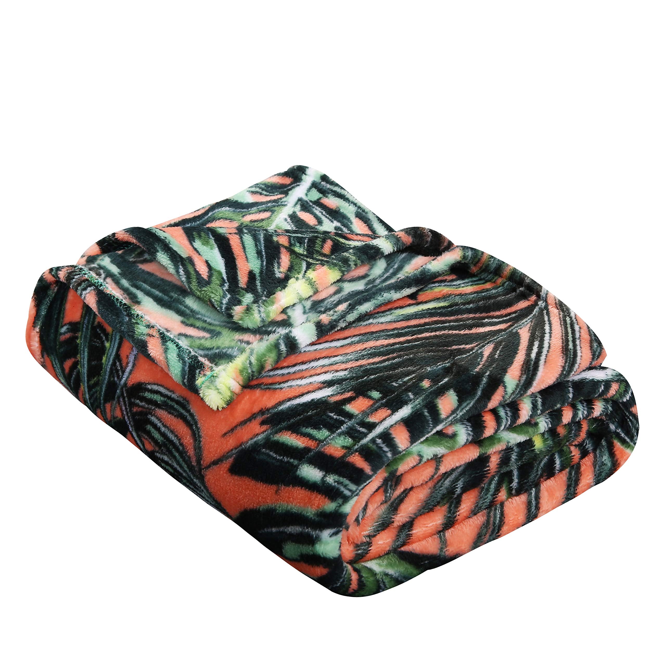 Summertime Whimsy Plush Fleece Throw Blanket (50" x 60") - Palm Paradise Giant Leaf Blanket - Best Buy Furniture
