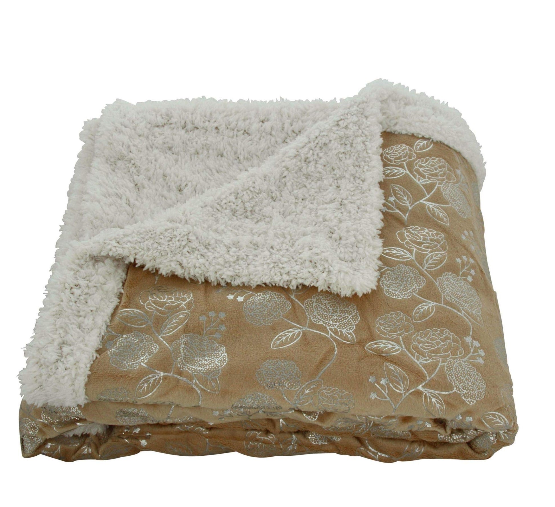 Faith, Hope, Love Home Decor Home Essentials Silver Flower Sherpa Plush Throw - Best Buy Furniture