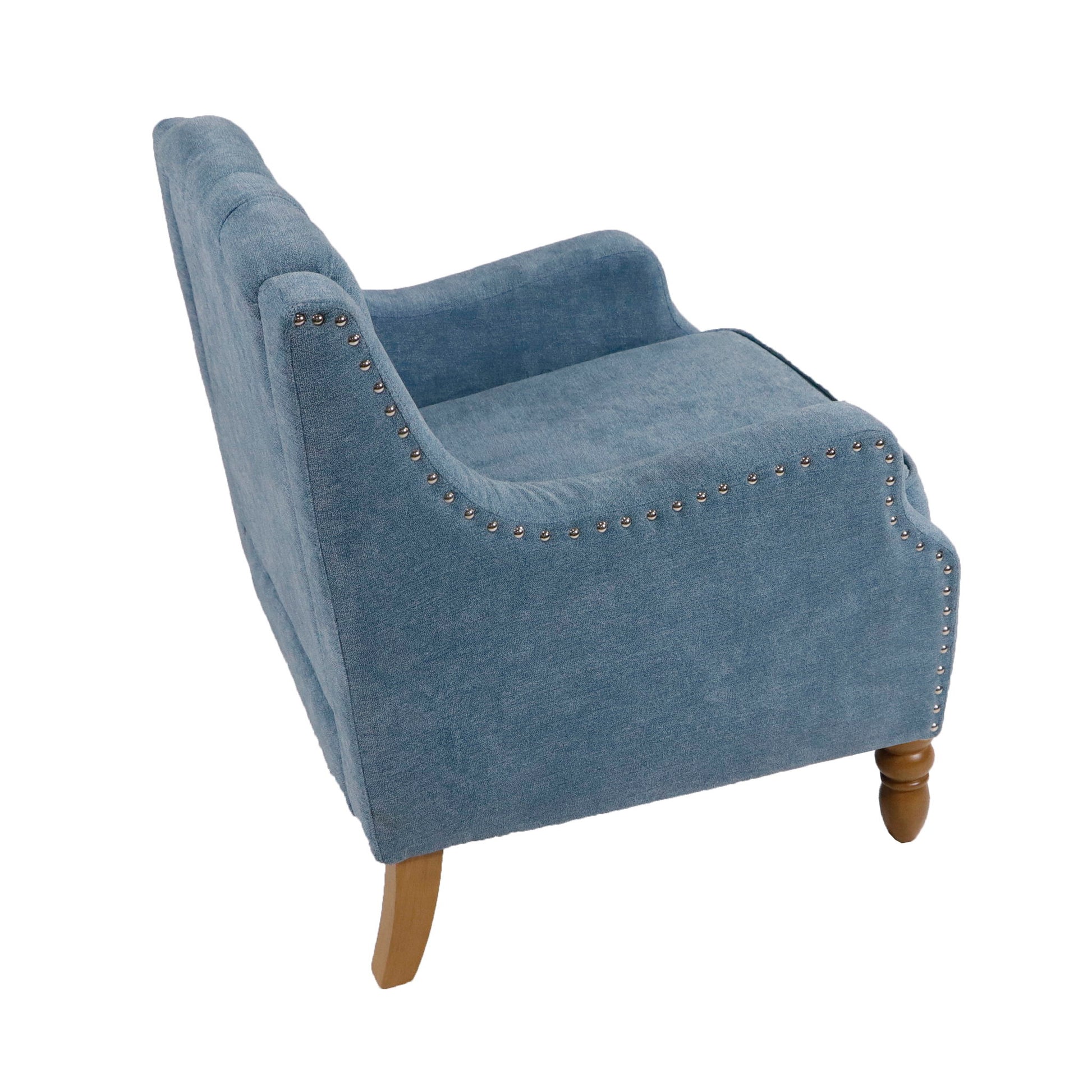 Accent Chair, Living Room Chair, Footrest Chair Set With Vintage Brass Studs, Button Tufted Upholstered Armchair For Living Room, Comfy Reading Chair For Bedroom, Reception Room - Best Buy Furniture
