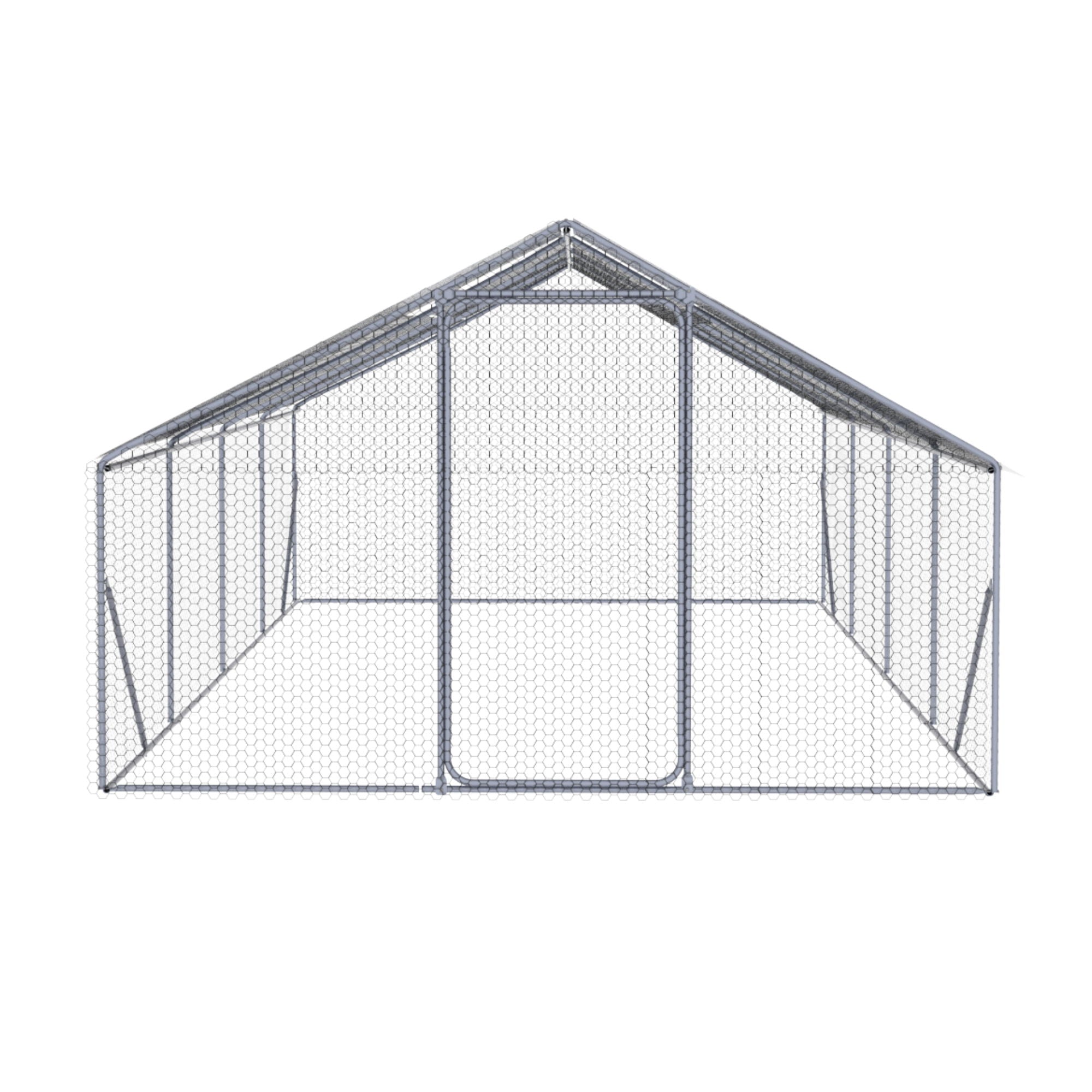 Outdoor Chicken Coop Large Space With Safety Features - Silver Gray