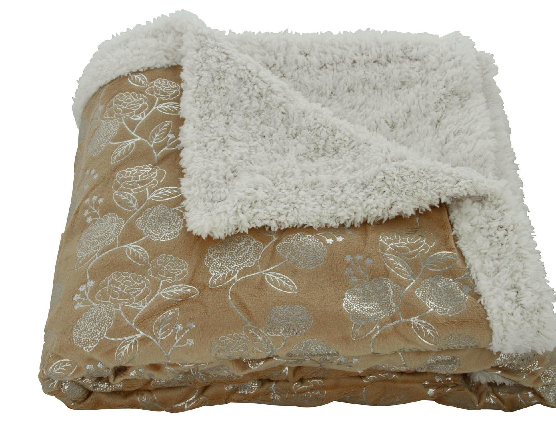 Faith, Hope, Love Home Decor Ultra Lush Silver Rose Reversible Sherpa Throw Blanket - Best Buy Furniture
