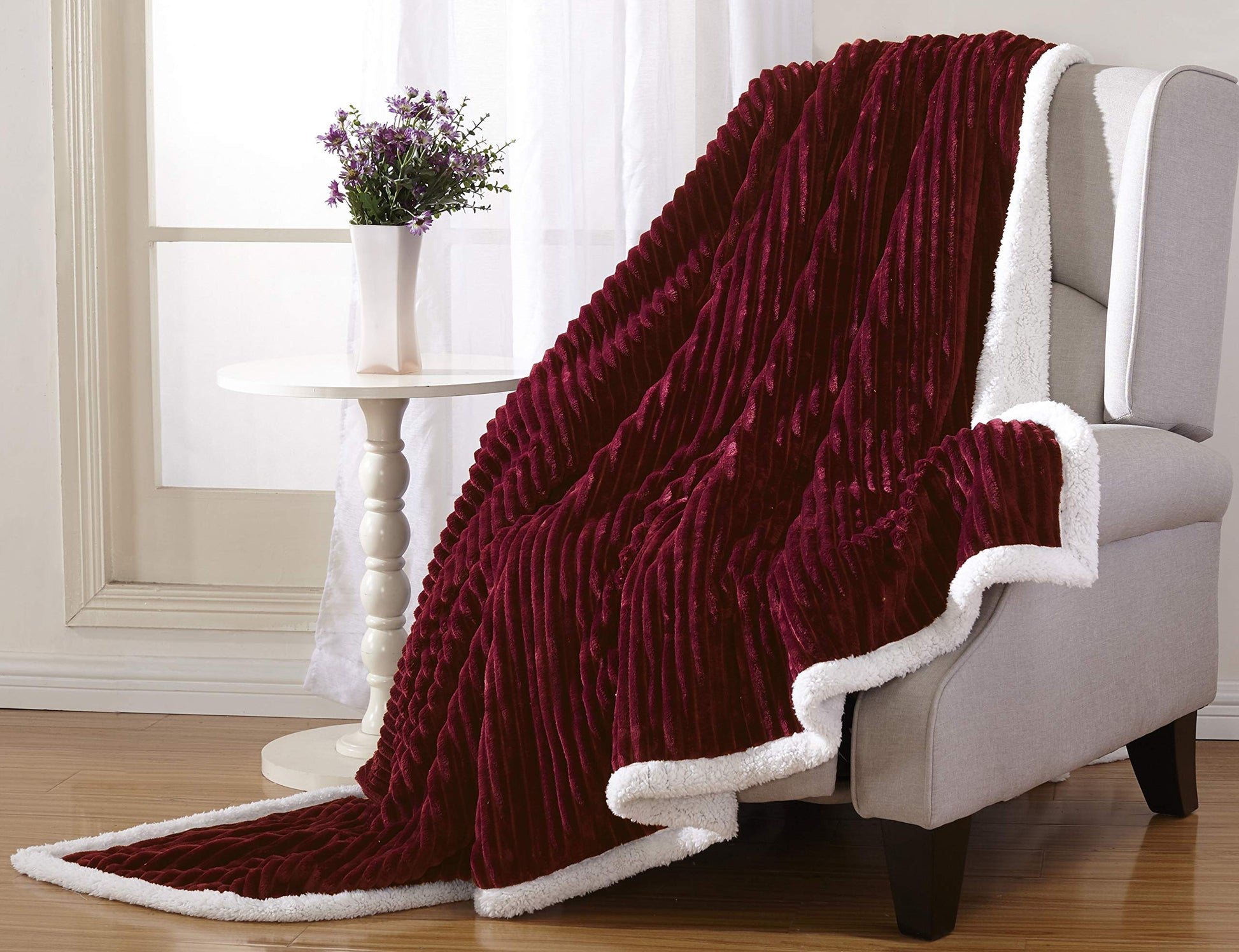 Decor&More Ultra Lush Reversible Sherpa Corduroy Throw Blanket (50" x 60") - Best Buy Furniture