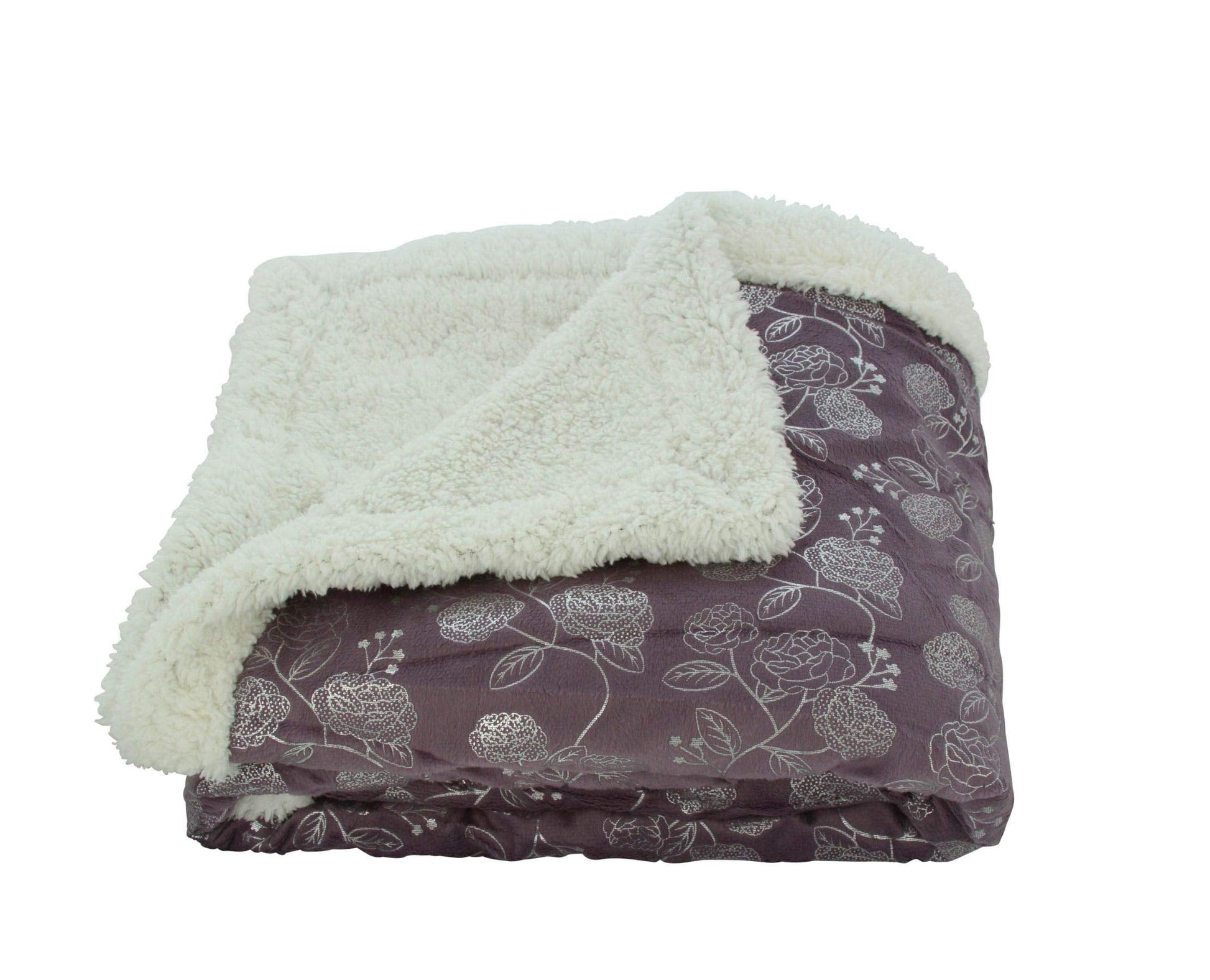 Faith, Hope, Love Home Decor Home Essentials Silver Flower Sherpa Plush Throw - Best Buy Furniture