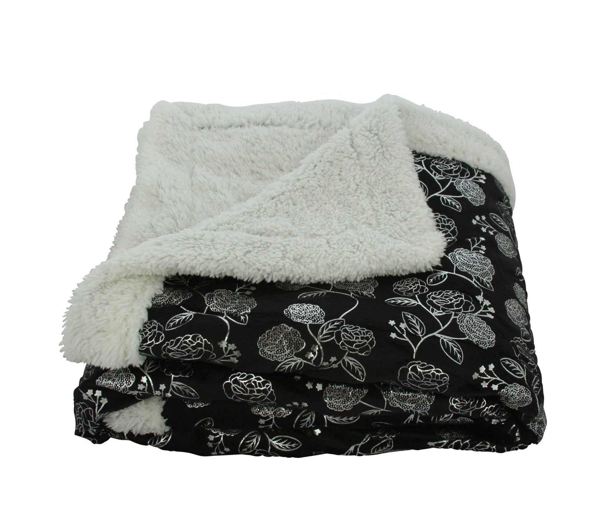 Faith, Hope, Love Home Decor Home Essentials Silver Flower Sherpa Plush Throw - Best Buy Furniture