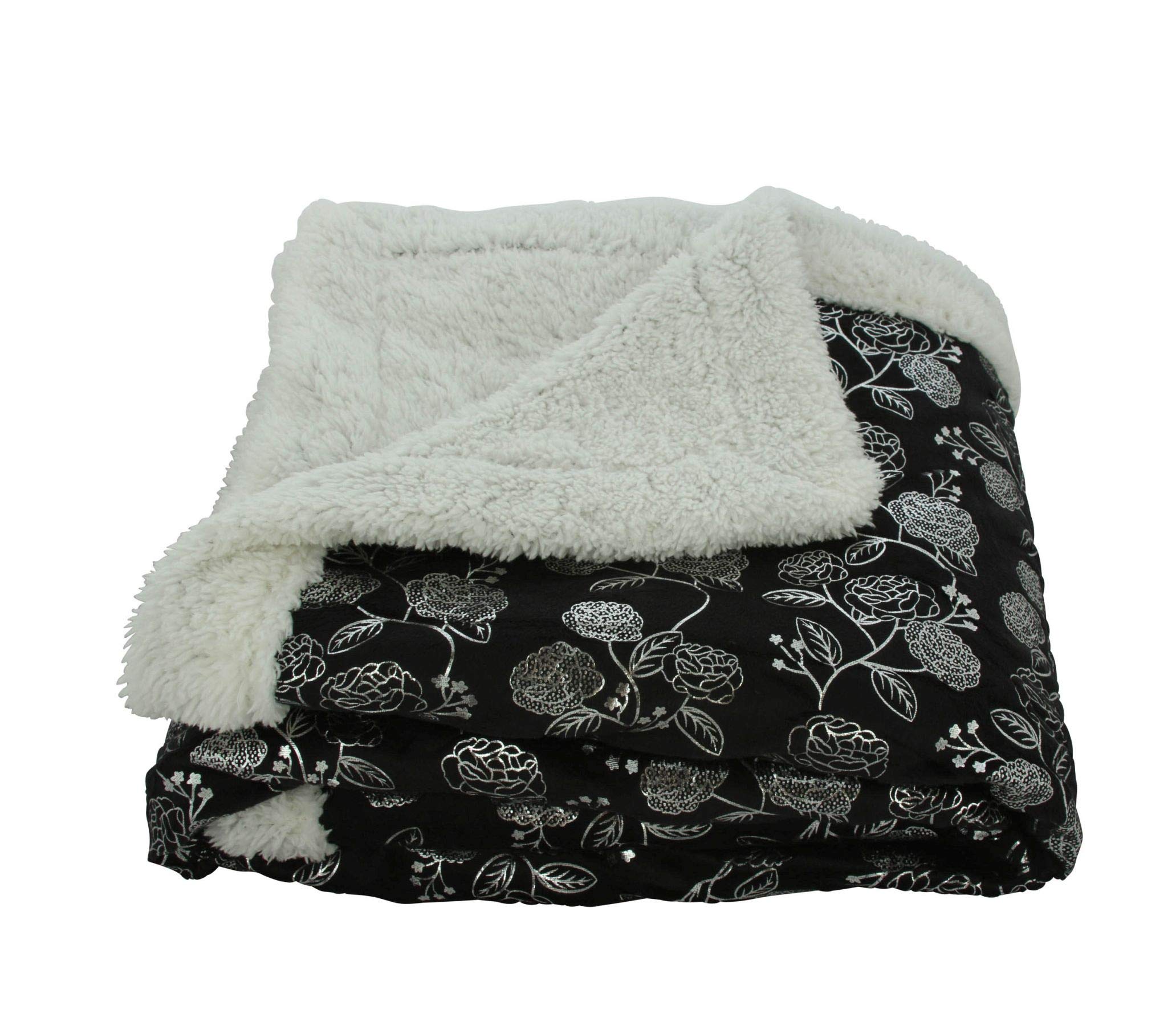 Faith, Hope, Love Home Decor Home Essentials Silver Flower Sherpa Plush Throw - Best Buy Furniture