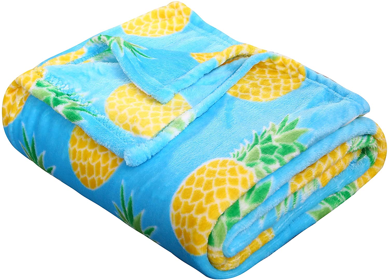 Summertime whimsy plush fleece throw blanket (50" x 60") - pineapple