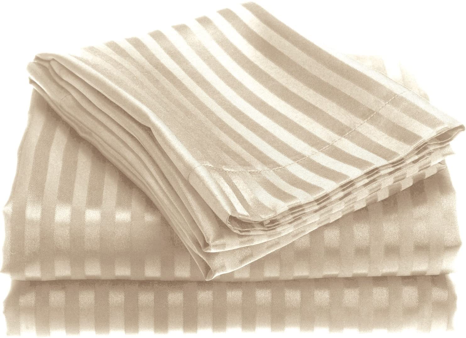 Noble house 1800 series wrinkle resistant embossed stripe sheet set