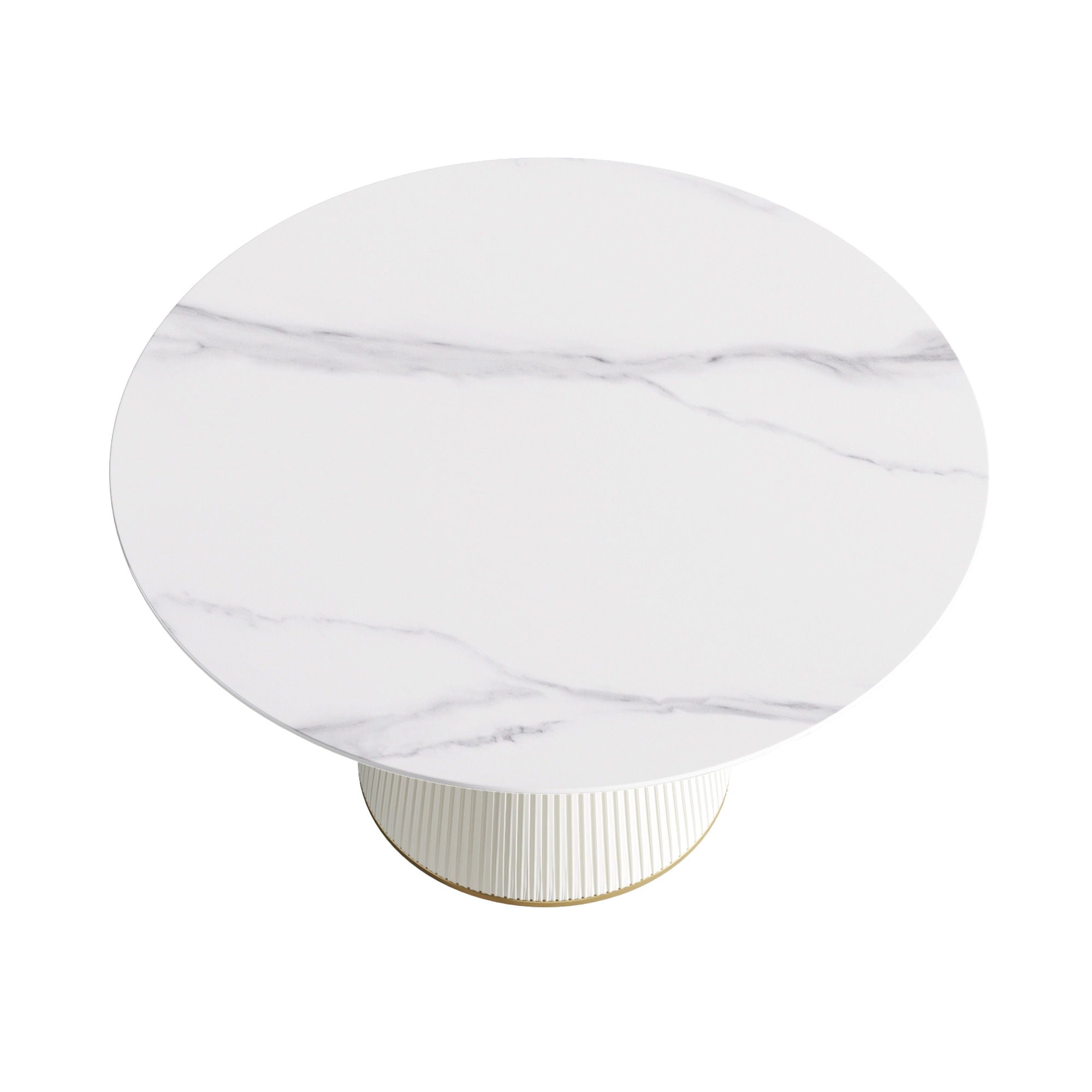 Modern Artificial Stone Round Plywood Base Dining Table, Can Accommodate 6 People, (Not Including Chairs) - White / Beige - Best Buy Furniture