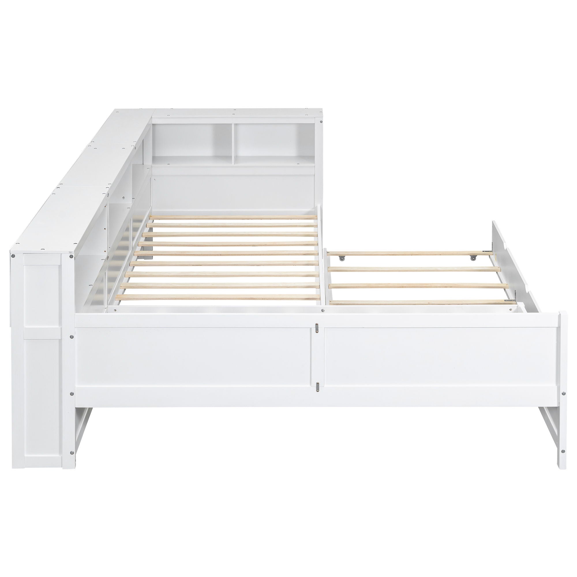 L Shaped Platform Bed With Trundle And Drawer