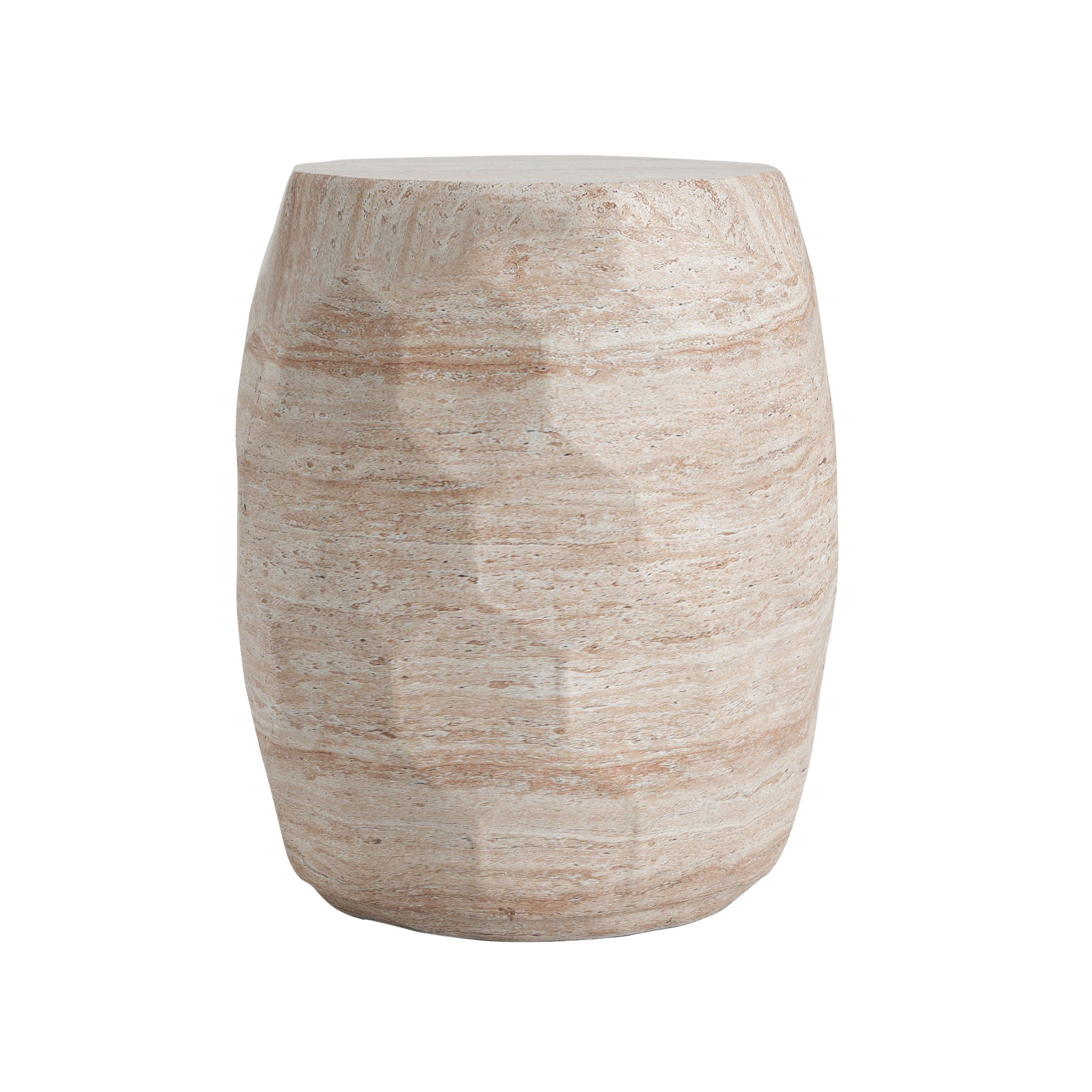 Travertine Lightweight Concrete Side Table For Indoor / Outdoor Use - Beige