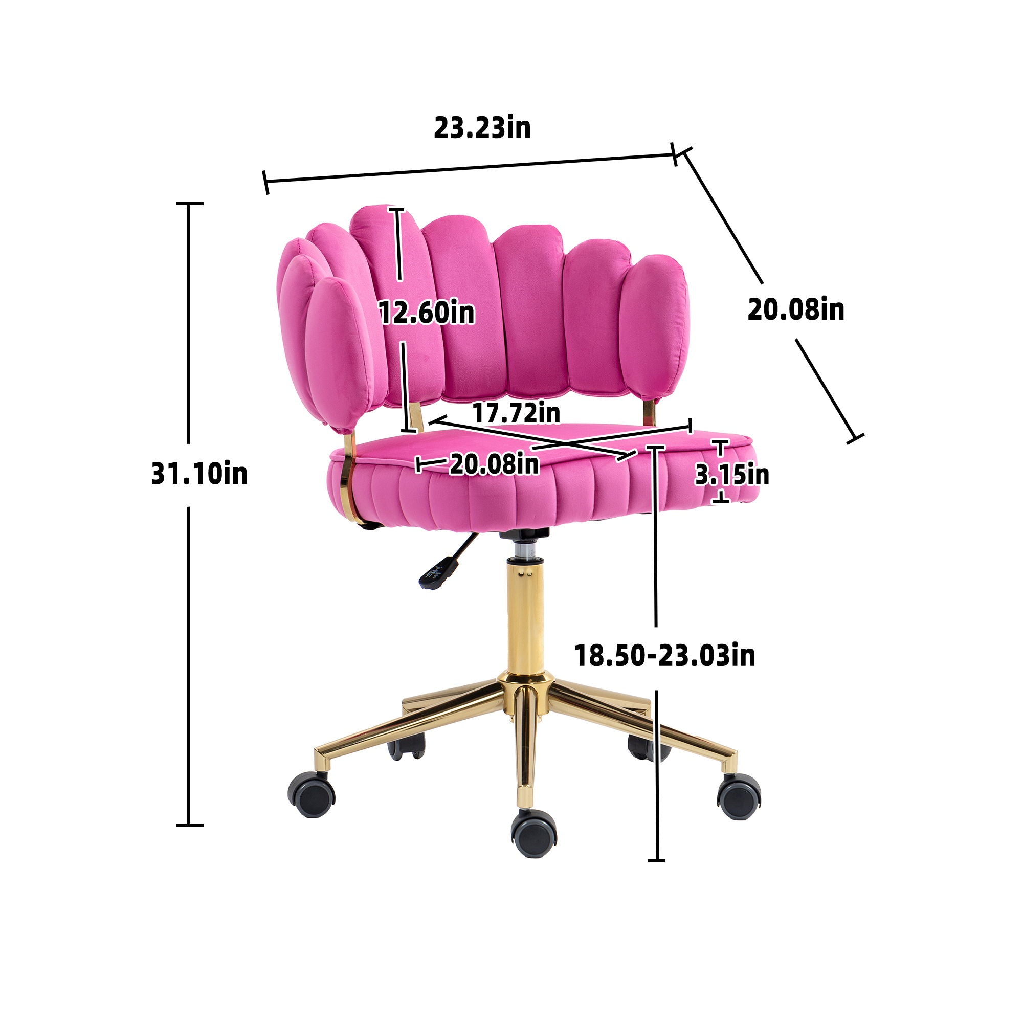 Modern Velvet Home Office Desk Chair With Adjustable Height And Swivel Wheels
