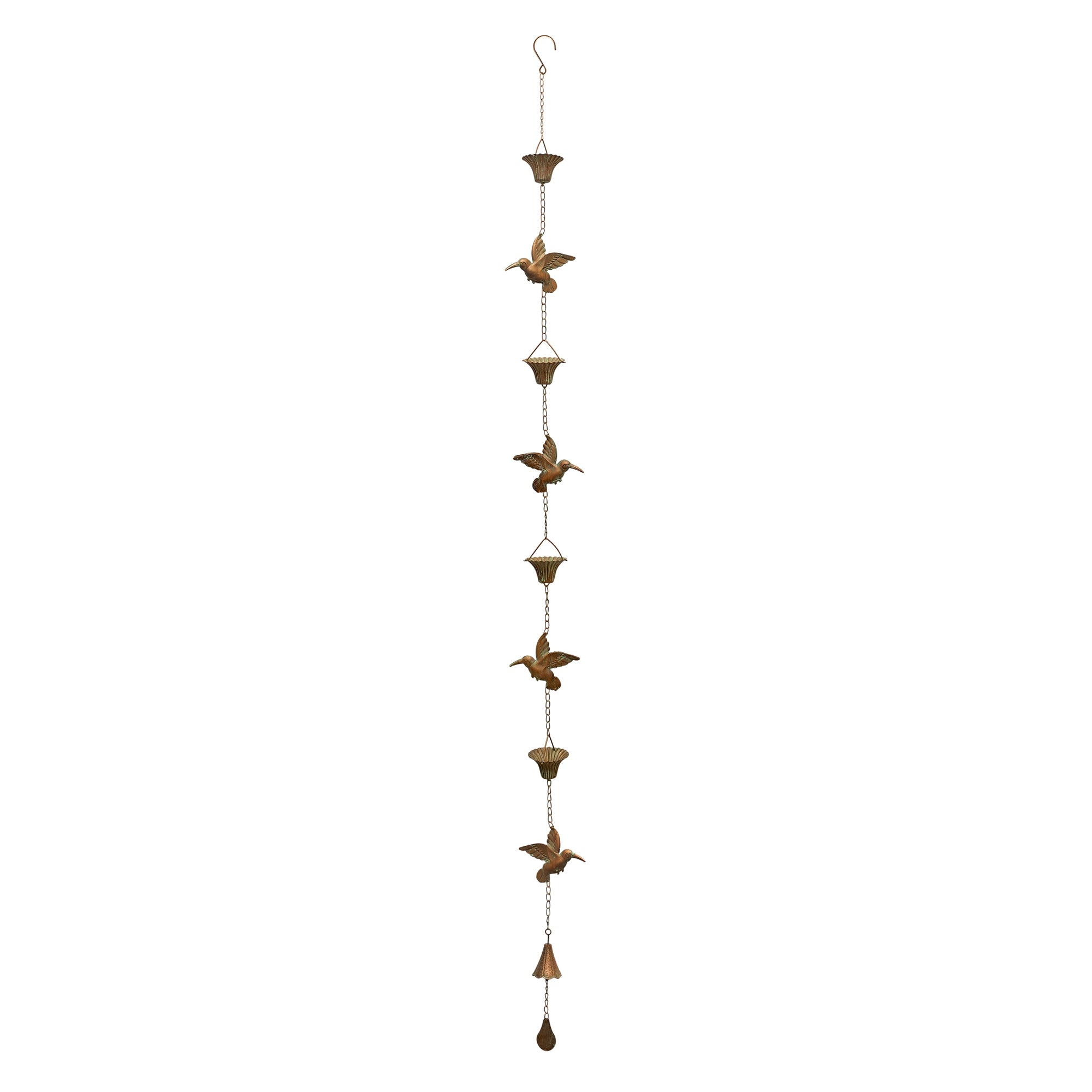 Iron Hummingbird Rain Chain 61.5"H