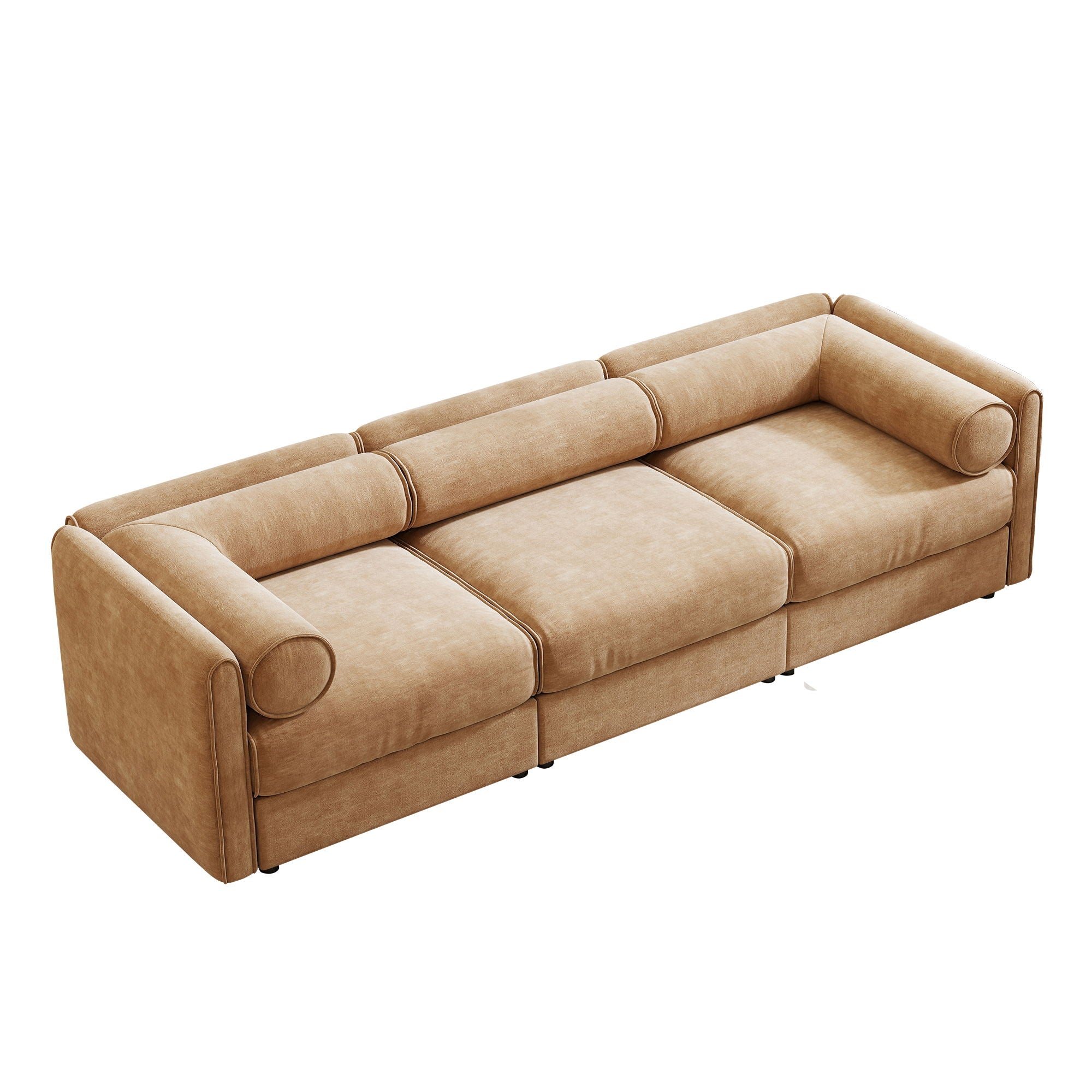 Stylish Chenille Sofa With Storage Seat And Cylindrical Backrest - Best Buy Furniture