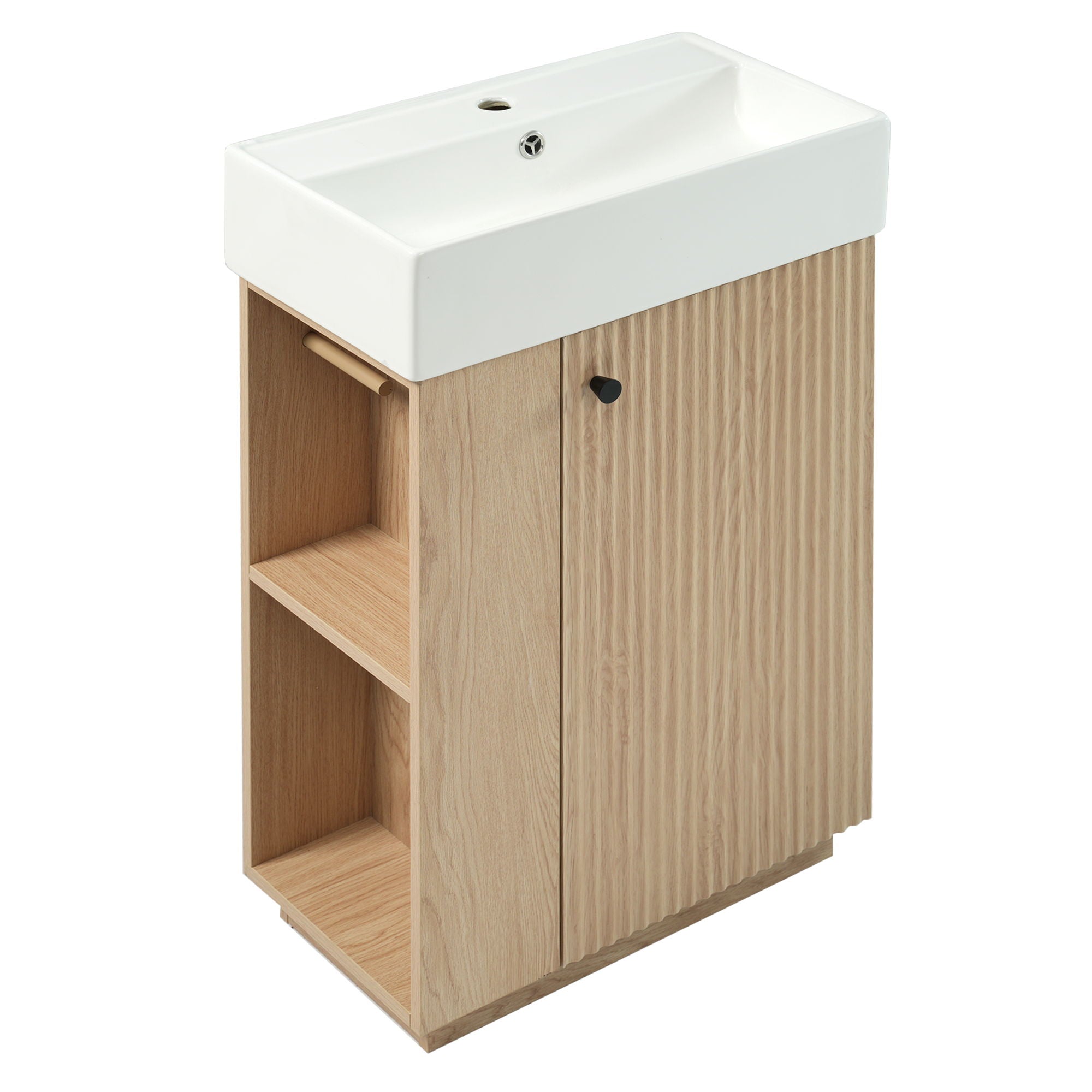 Bathroom Vanity With Sink, 21.6" Freestanding Wood Grain Cabinet With Storage Ideal For Small Bathrooms - Wood