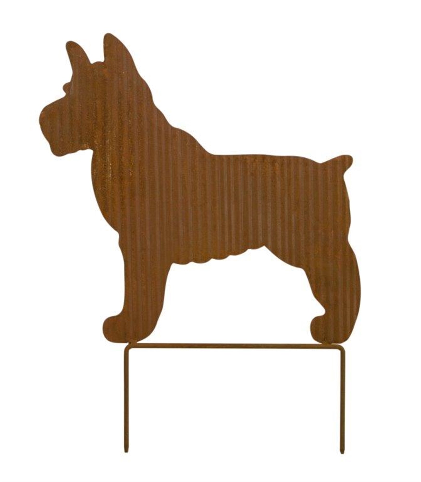 Terrier dog silhouette garden stake with rustic finish 15.75"h