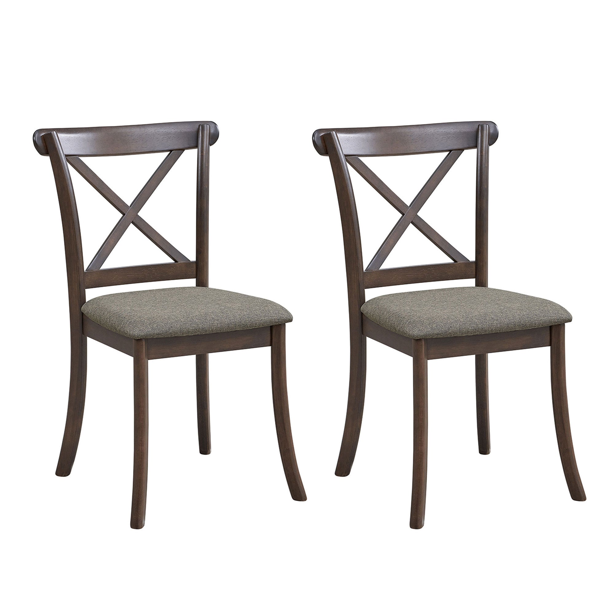 Wooden X Back Dining Chairs Set of 2 Modern Fabric Upholstered