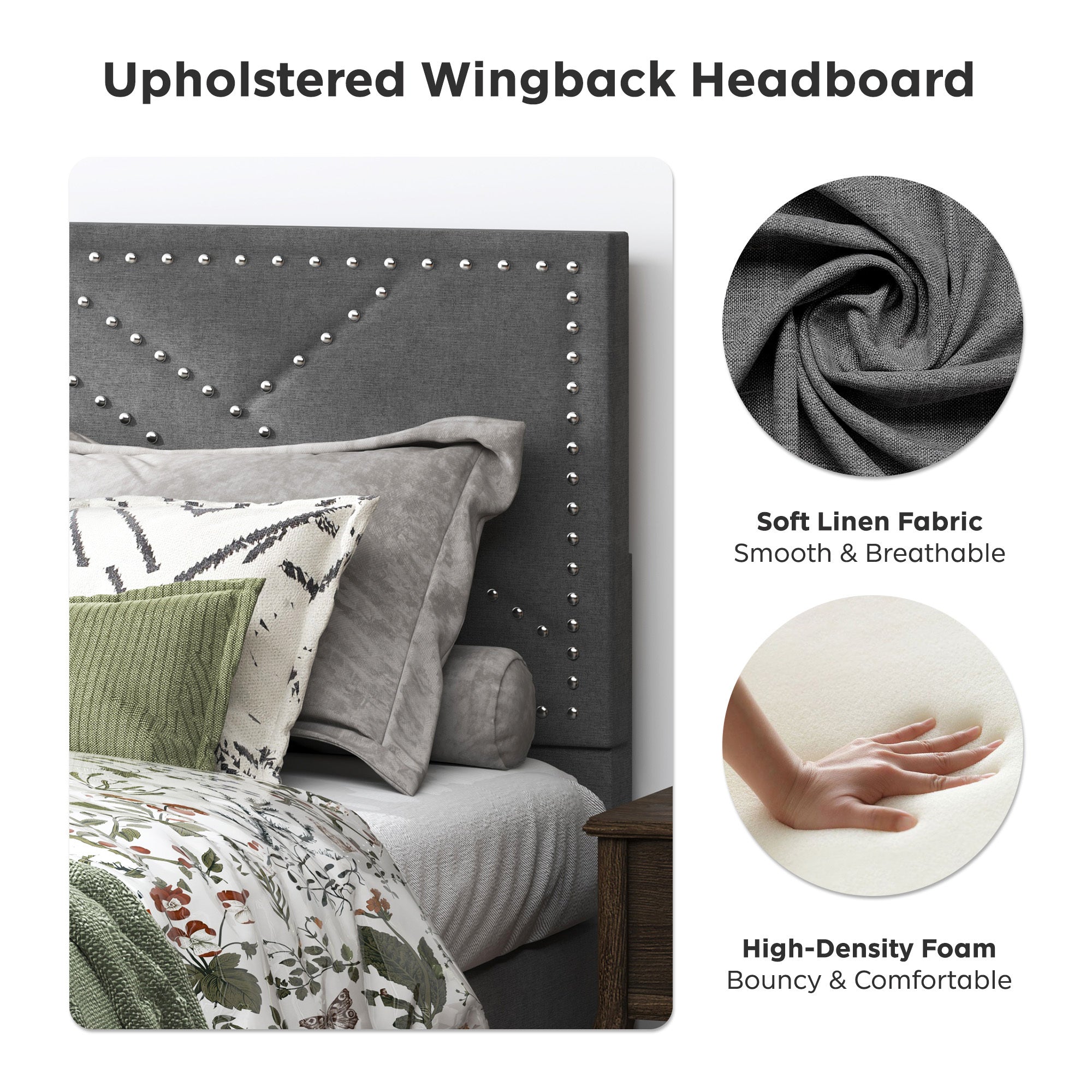 Queen Bed Frame with Linen Storage Headboard