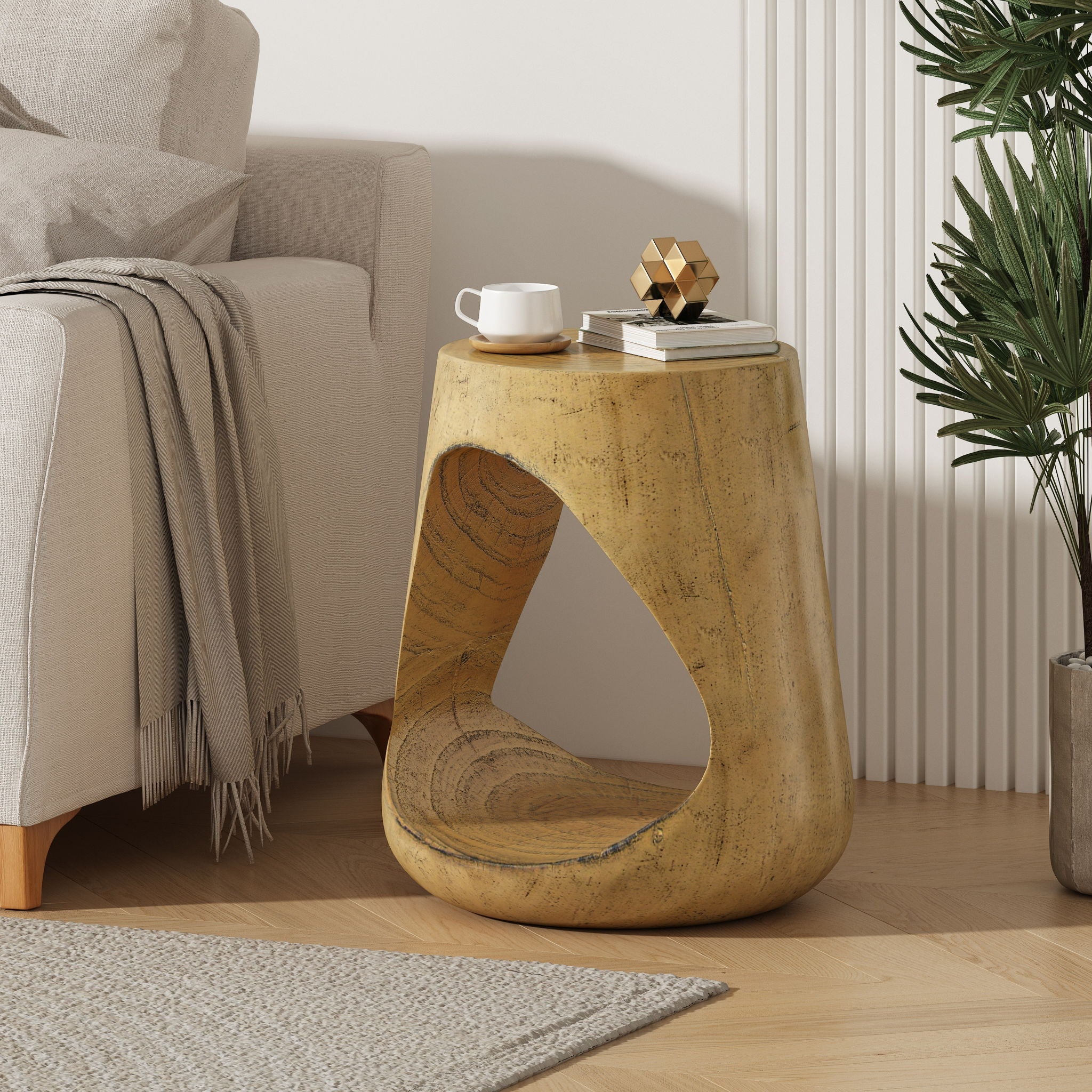 Hollow Side Table, Durable And Weather Resistant