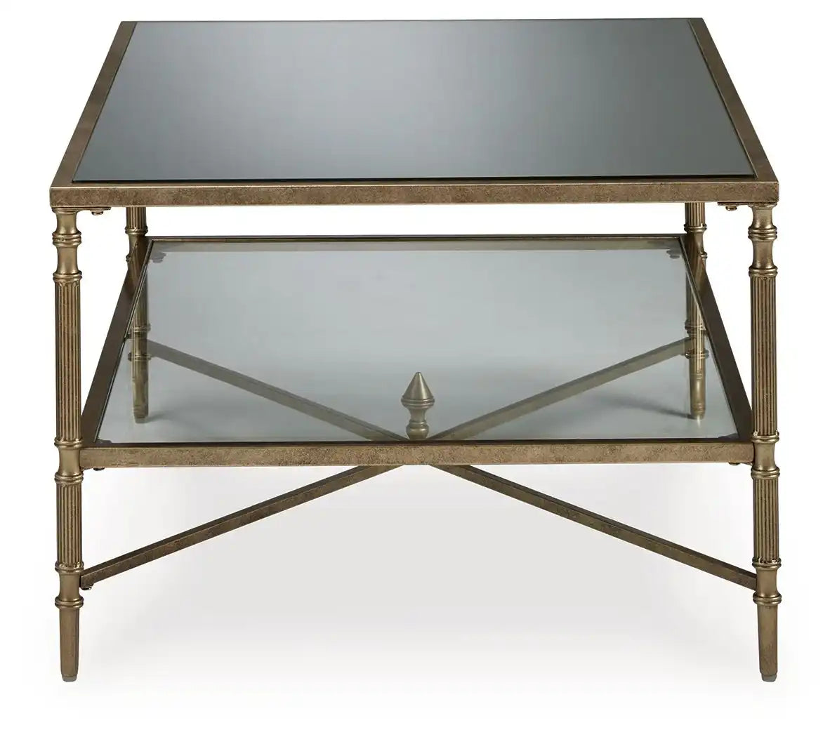 Cloverty - Rectangular Cocktail Table - Aged Gold Finish