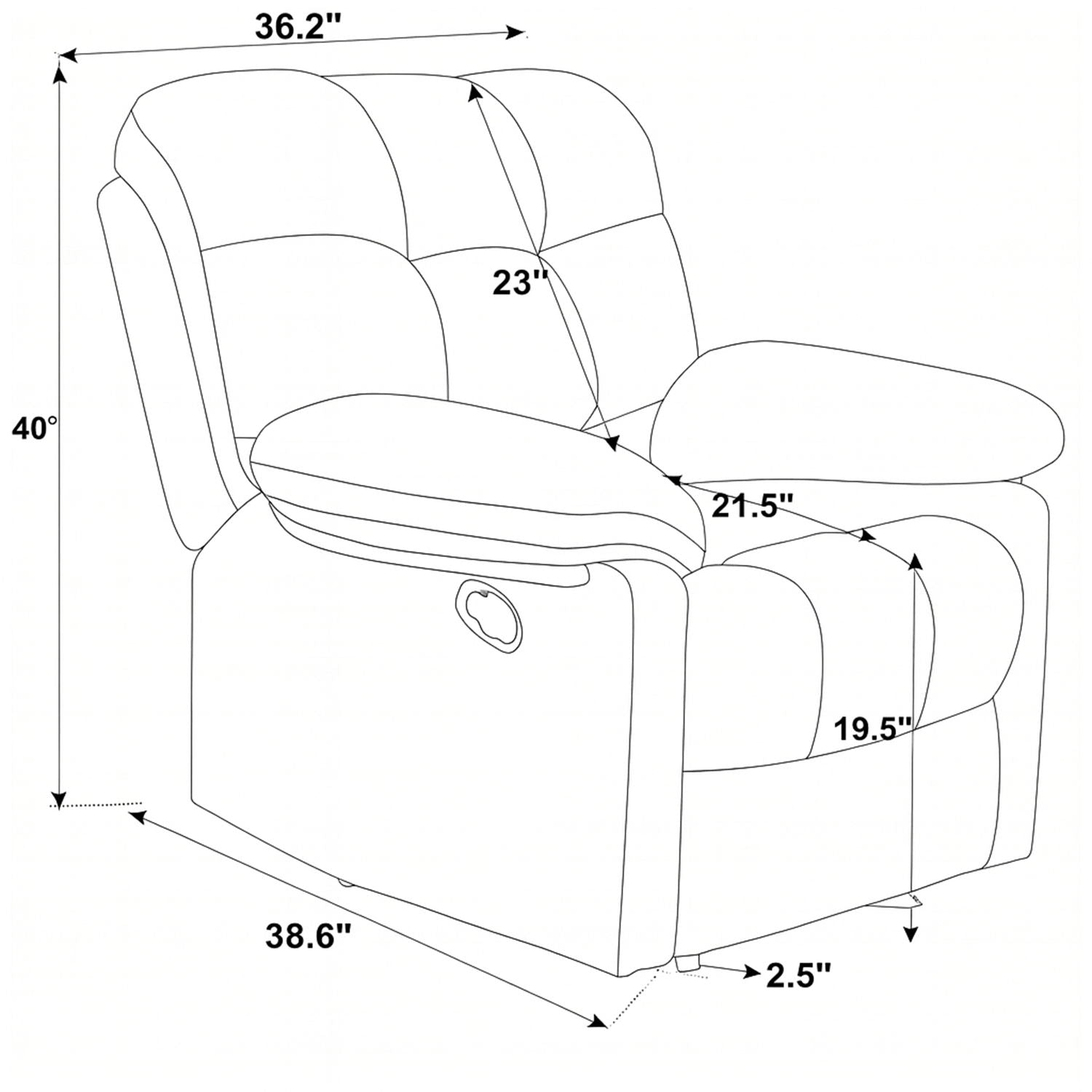Devonaire - Manual Recliner With Padded Arms - Dark Brown