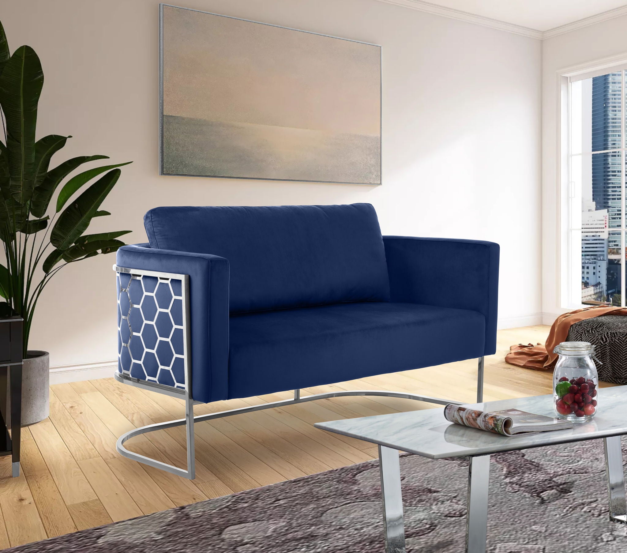 Casa - Loveseat with Chrome Legs