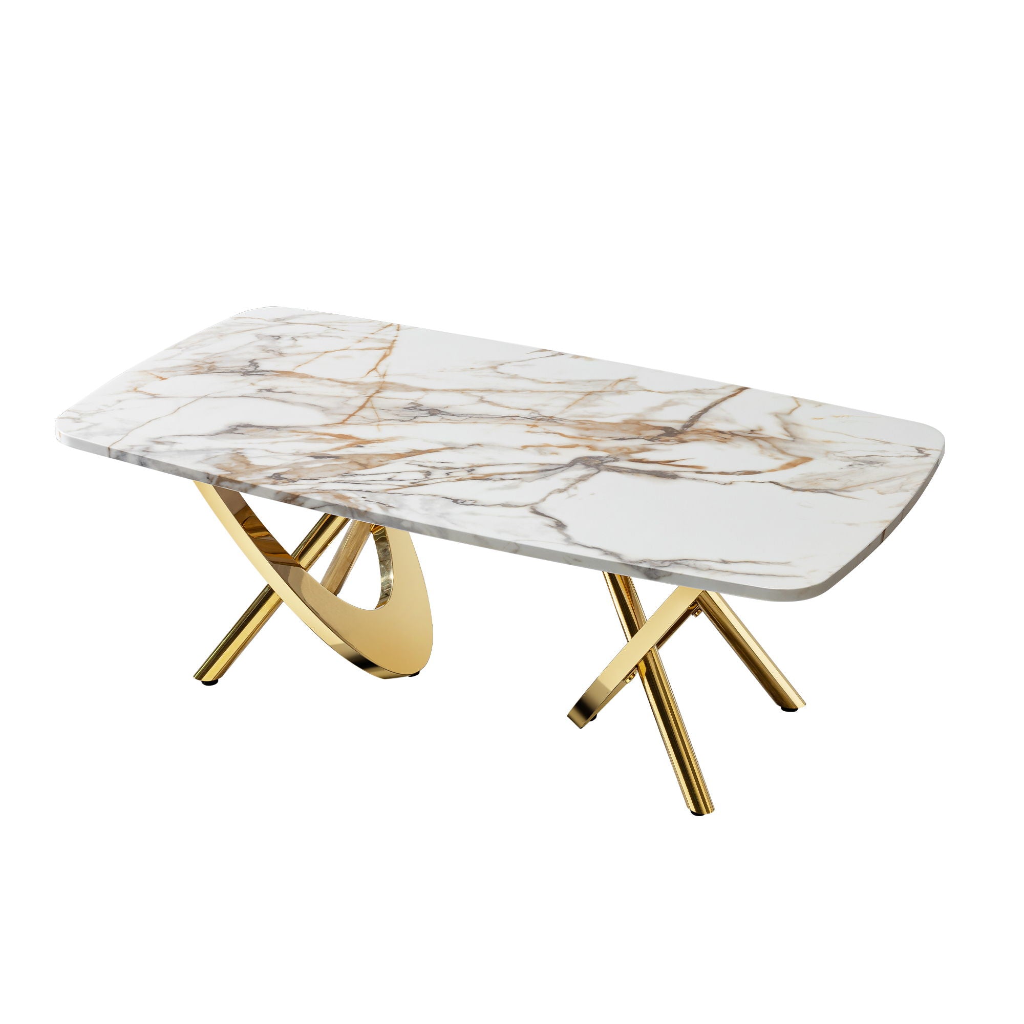 Contemporary Marble Pattern Top Table With Stainless Steel Base