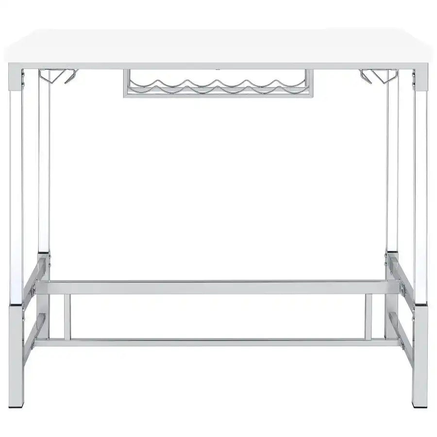 Norcrest - Acrylic Leg Bar Table - White High Gloss
