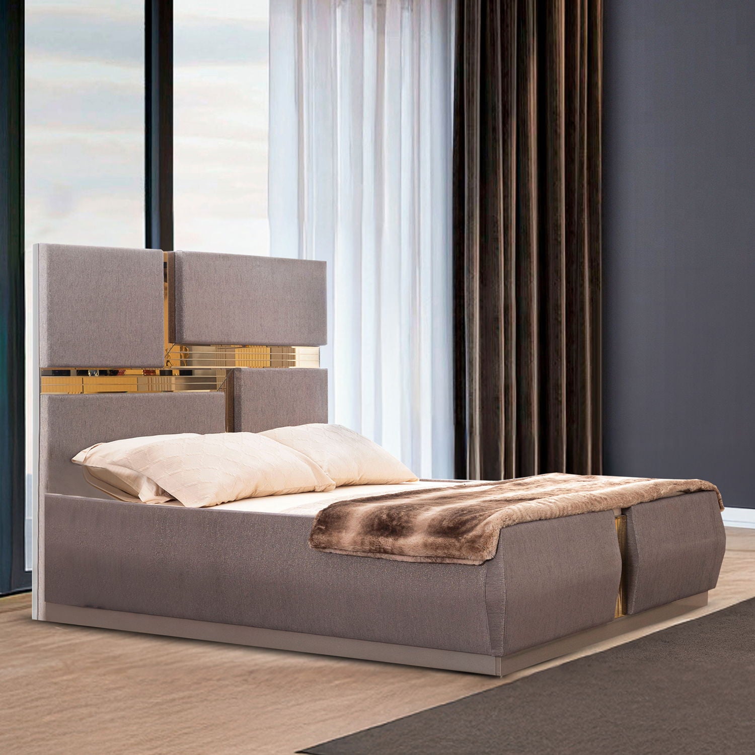 Lorenzo - Queen Size Tufted Upholstered Bed - Gray