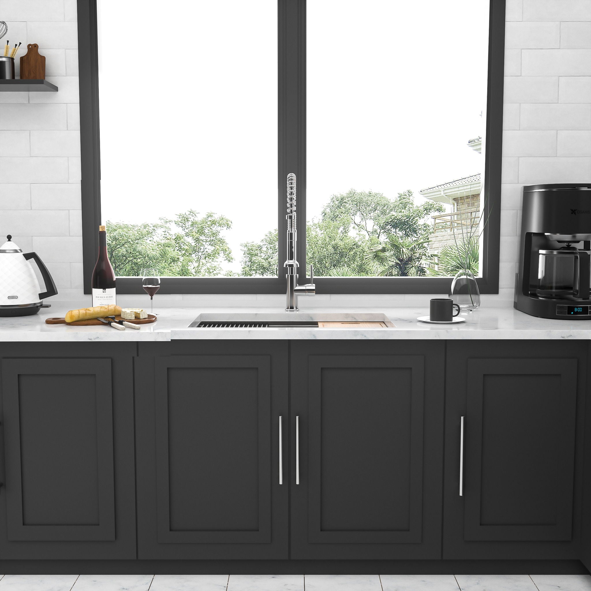 33" Undermount Kitchen Sink Single Bowl Stainless Steel Ledge Workstation In Brushed Nickel, 16 Gauge 304 Stainless Steel, 33 X 19 X 9 Inch