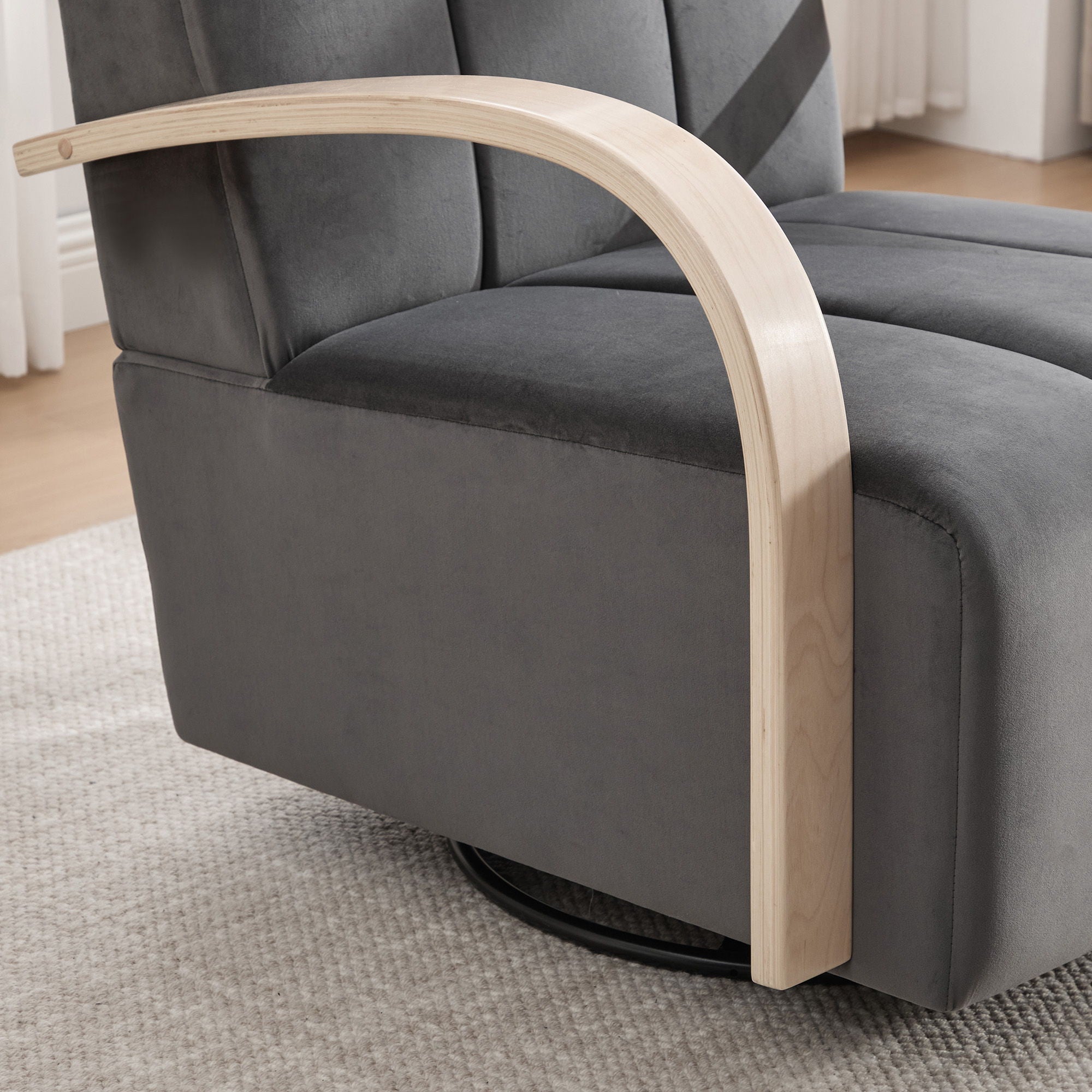 360° Swivel Accent Chair With Armrests - Charcoal