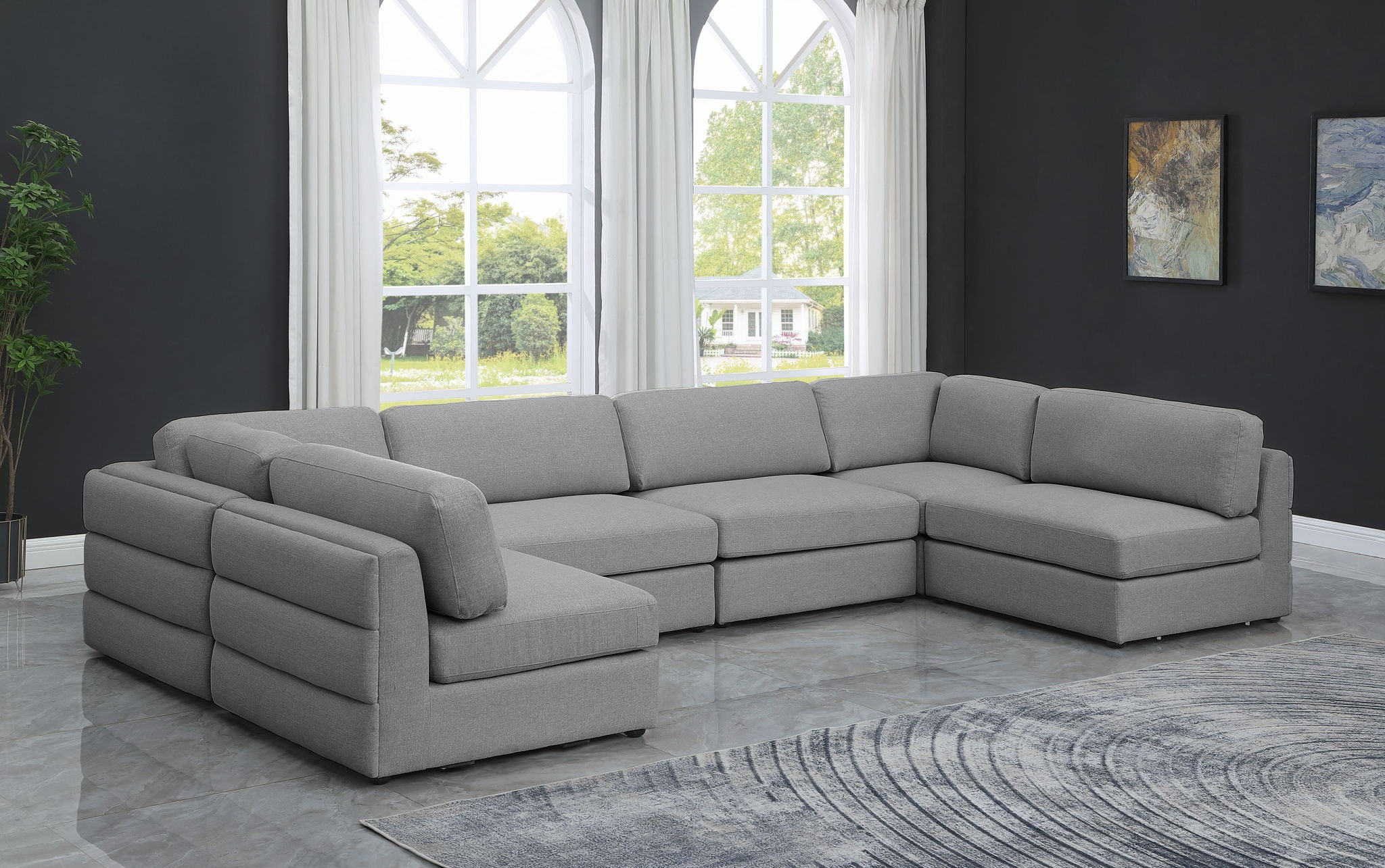 Beckham - 6 Piece Modular U-Shaped Armless Sectional