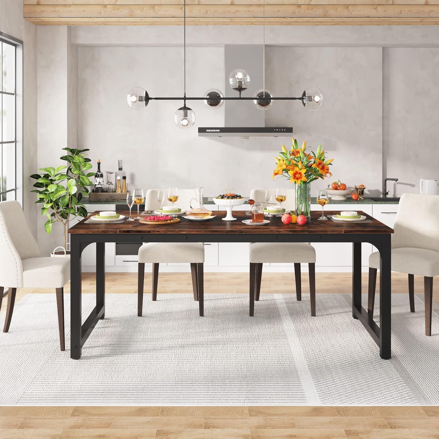 Rectangular Kitchen & Dining Room Table - Brown / Black