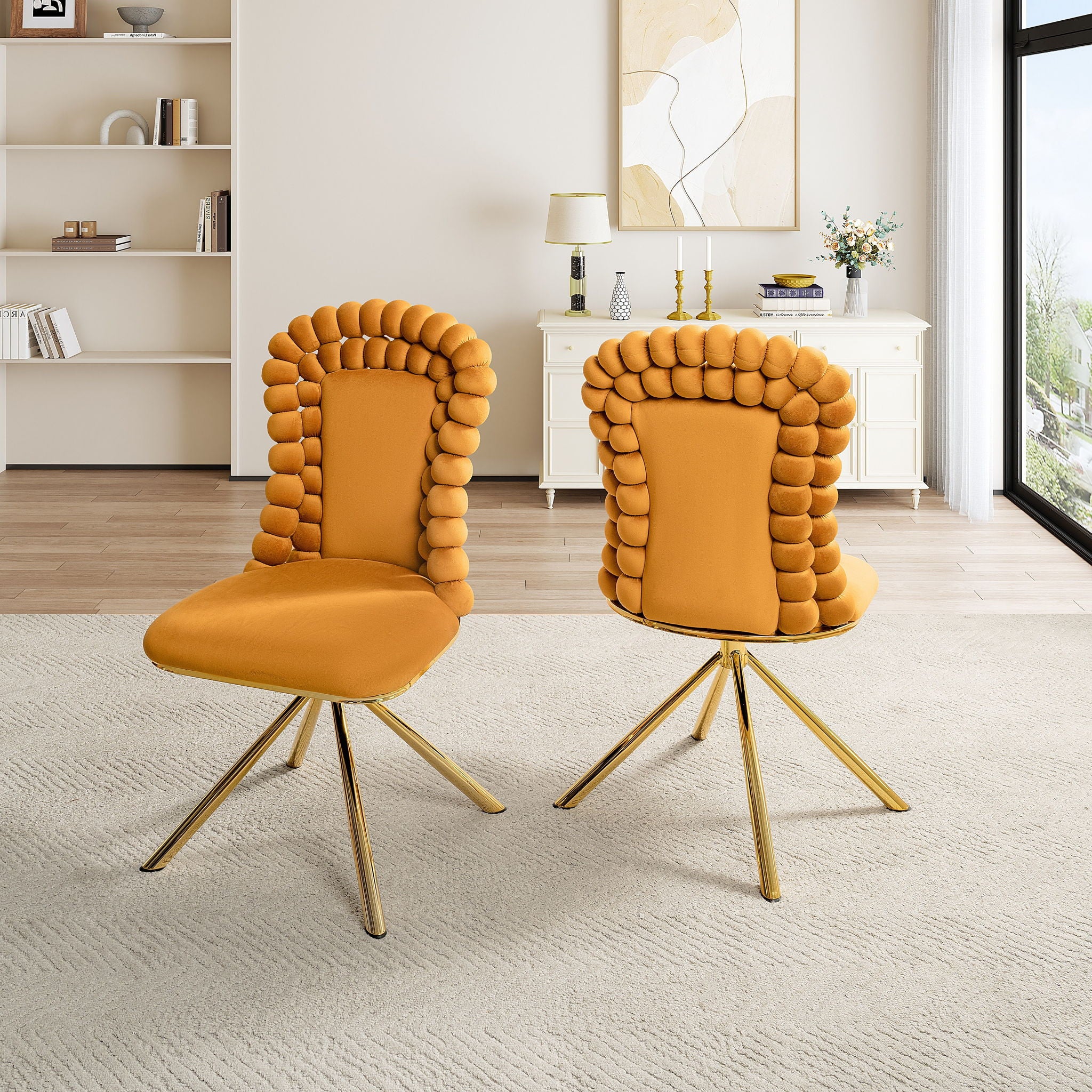 Upholstered Swivel Dining Chairs (Set of 2)