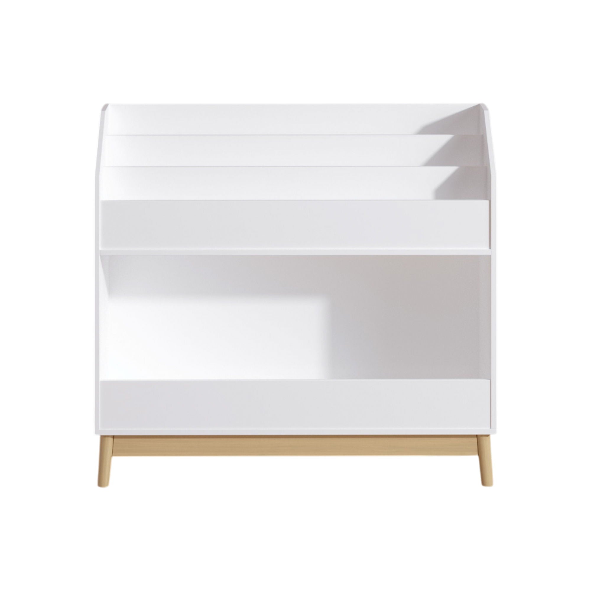 Bookcase Organizer With Storage, 3 Tier Toddler Book Display Shelf For Playroom - White