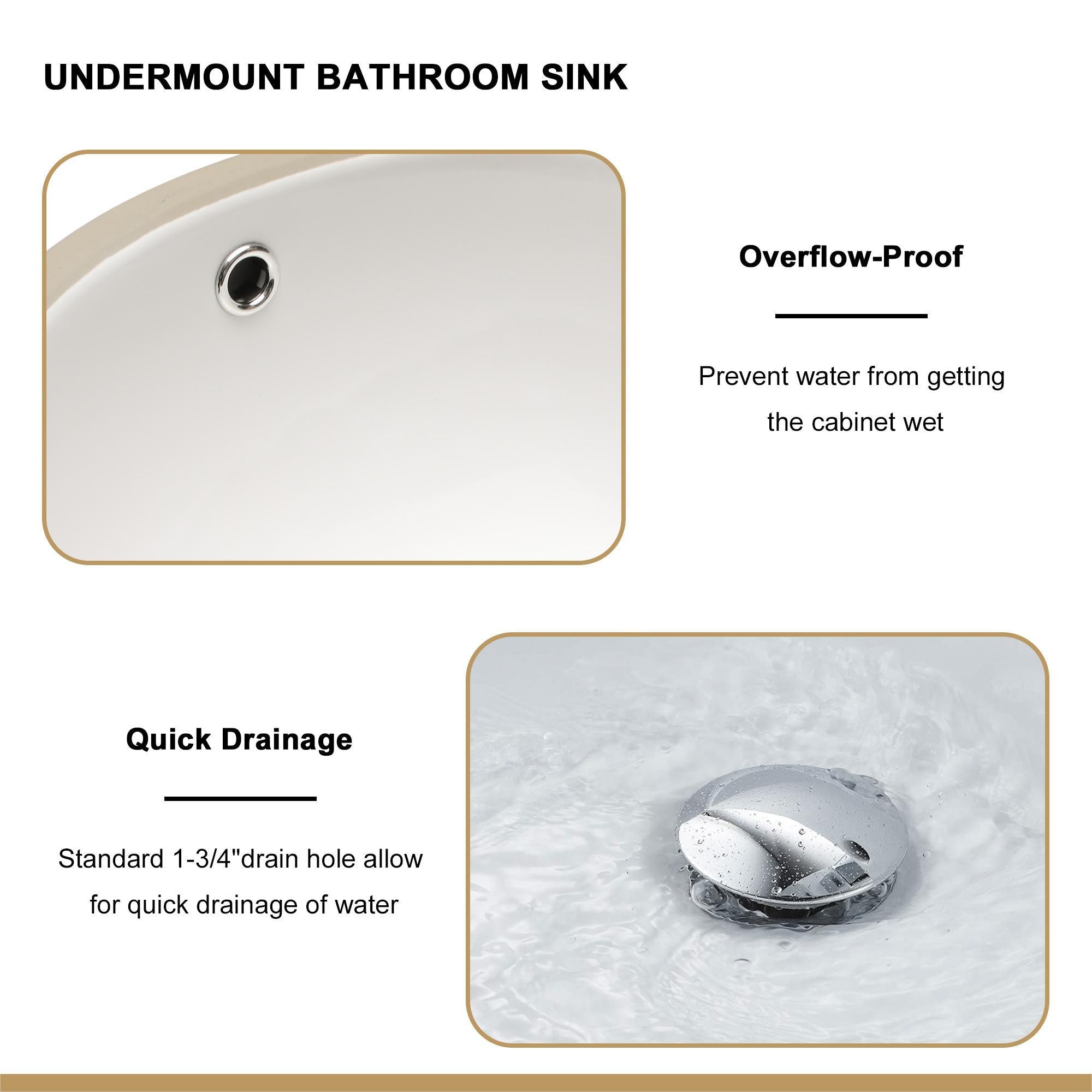 Elegant Ceramic Oval Undermount Bathroom Sink With Overflow