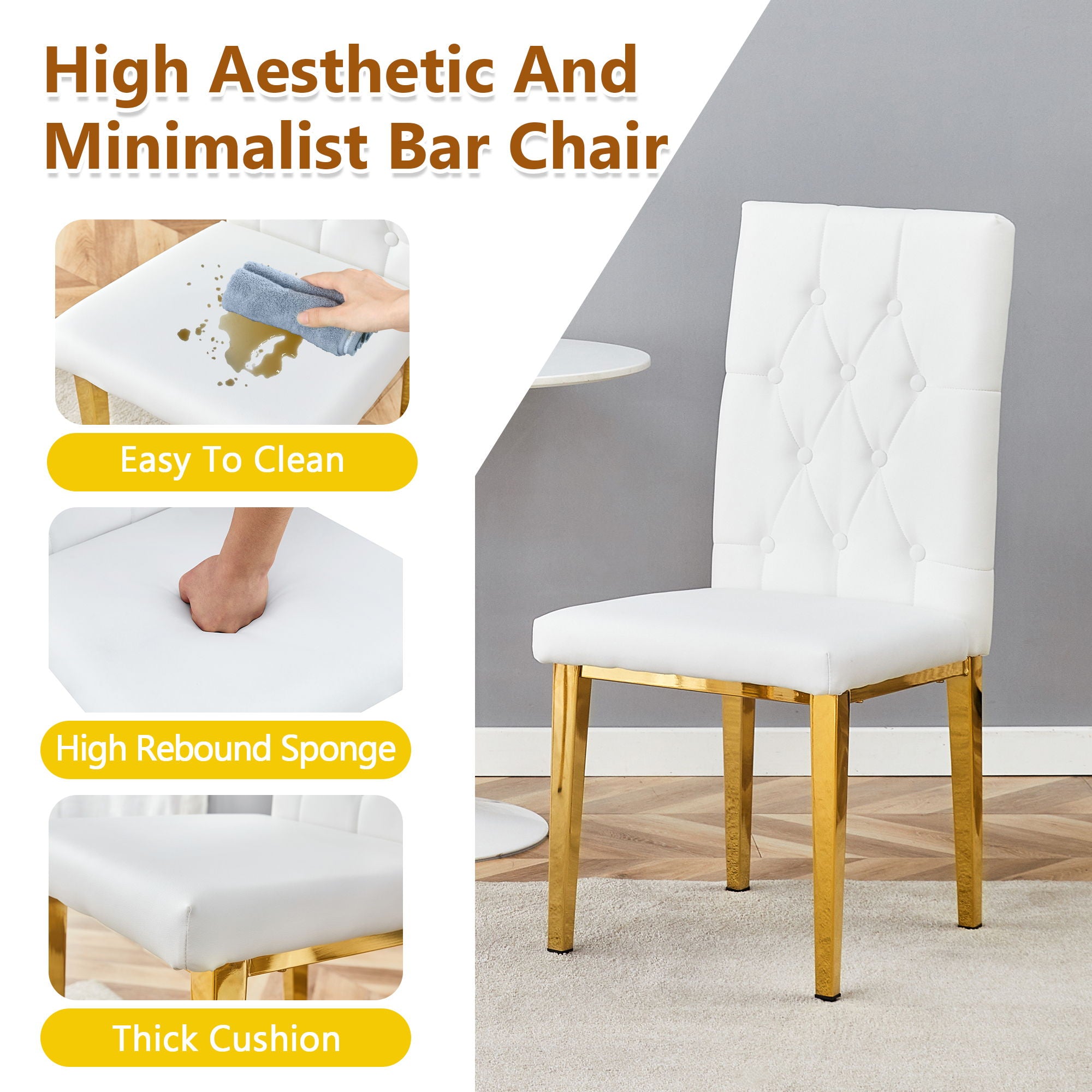 Vintage Style Armless Dining Chairs Set With Grid And Buckle Design