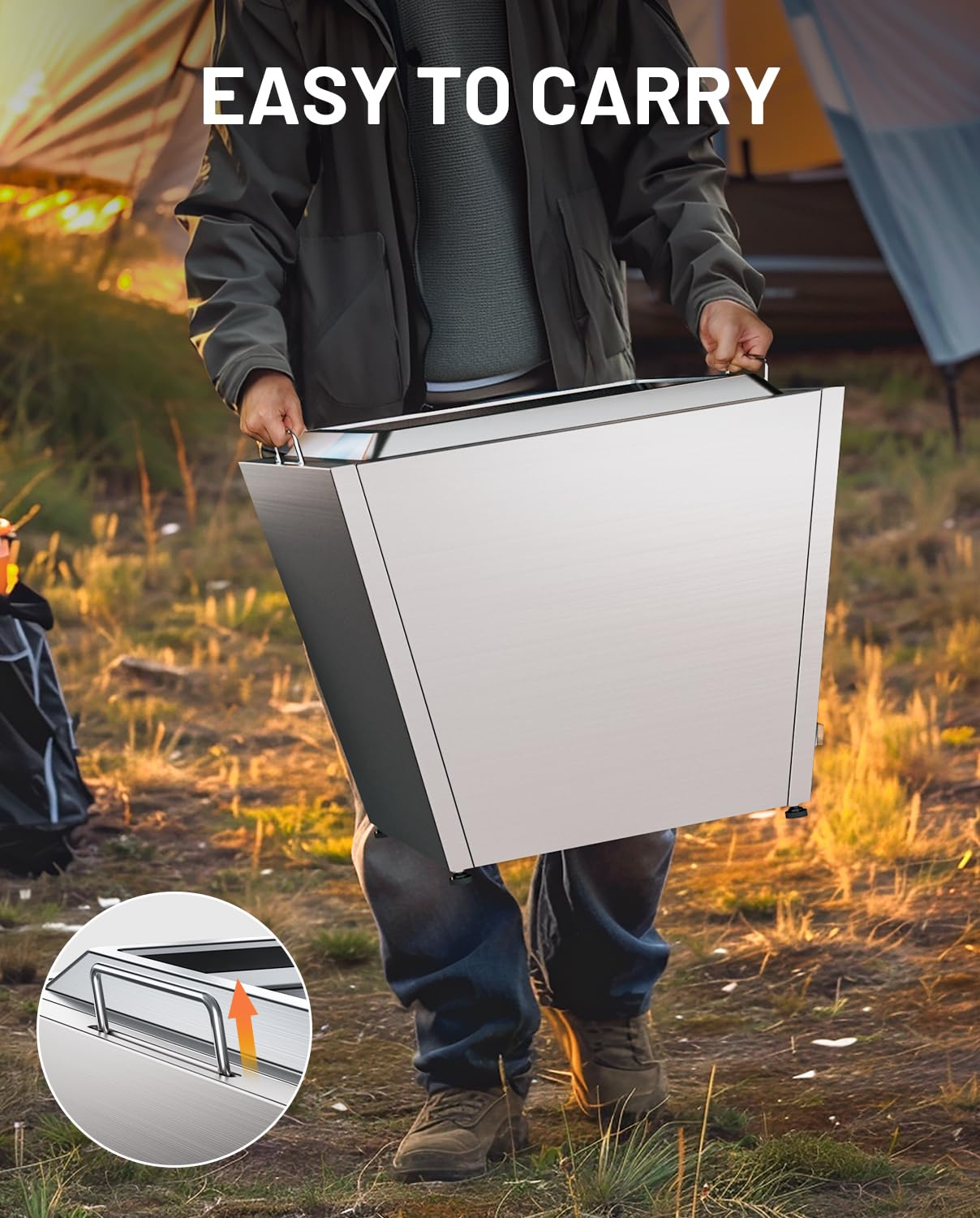 Smokeless Fire Pit with Fireproof Mat 20' Barrel Style Portable Wood Burning Firepit Black