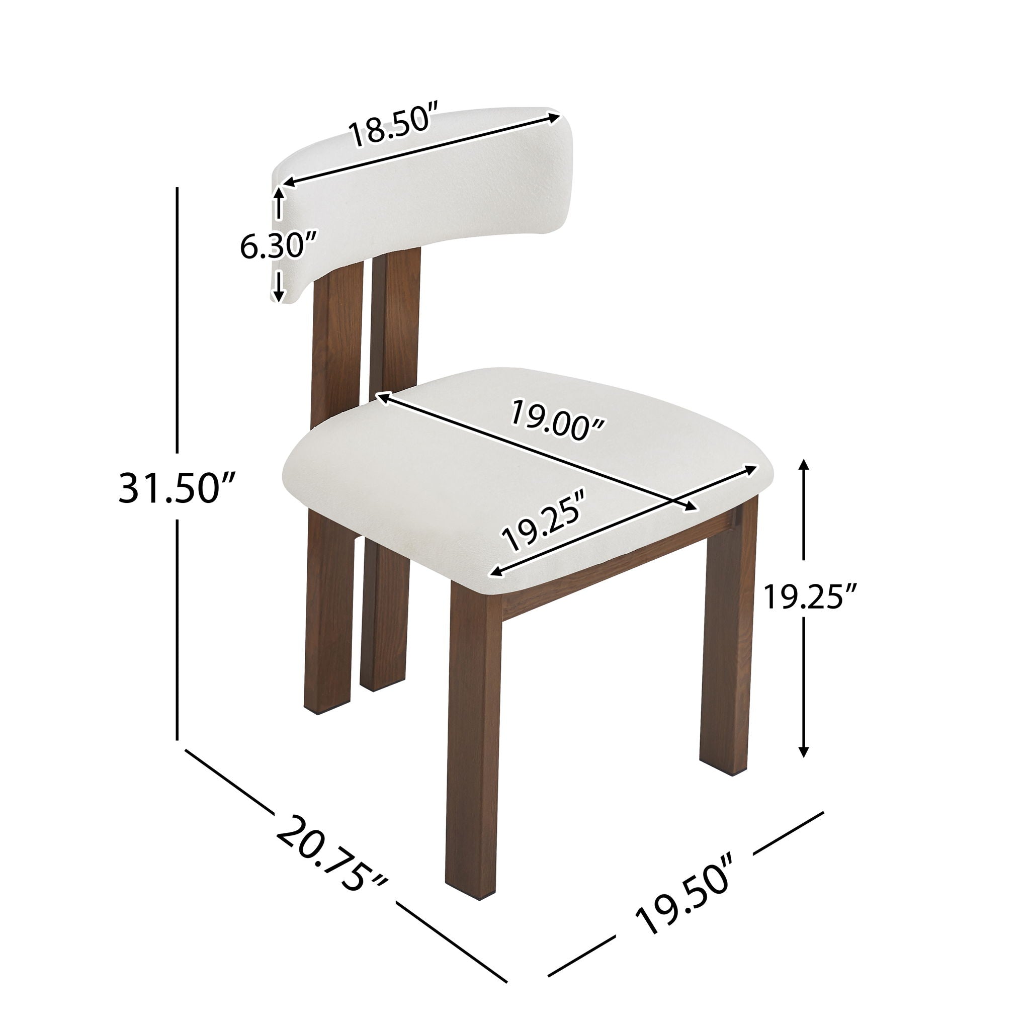 Modern 7 Piece Dining Set With Upholstered Armless Chairs And Dining Table