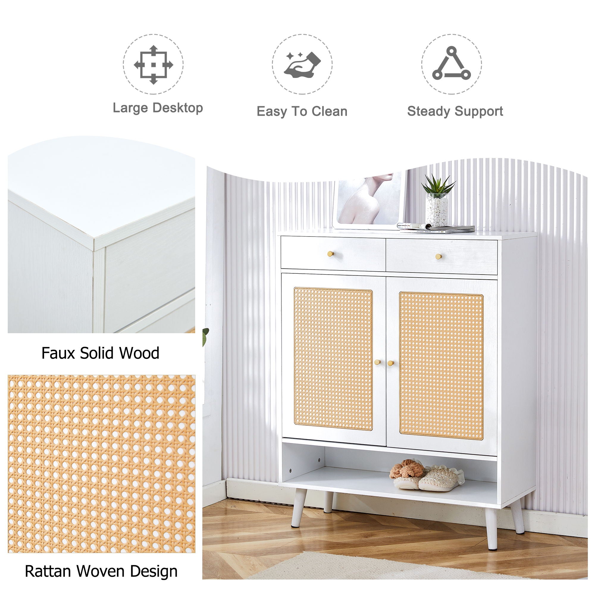 Modern Minimalist Rattan Shoe Cabinet, Elegant Storage Solution